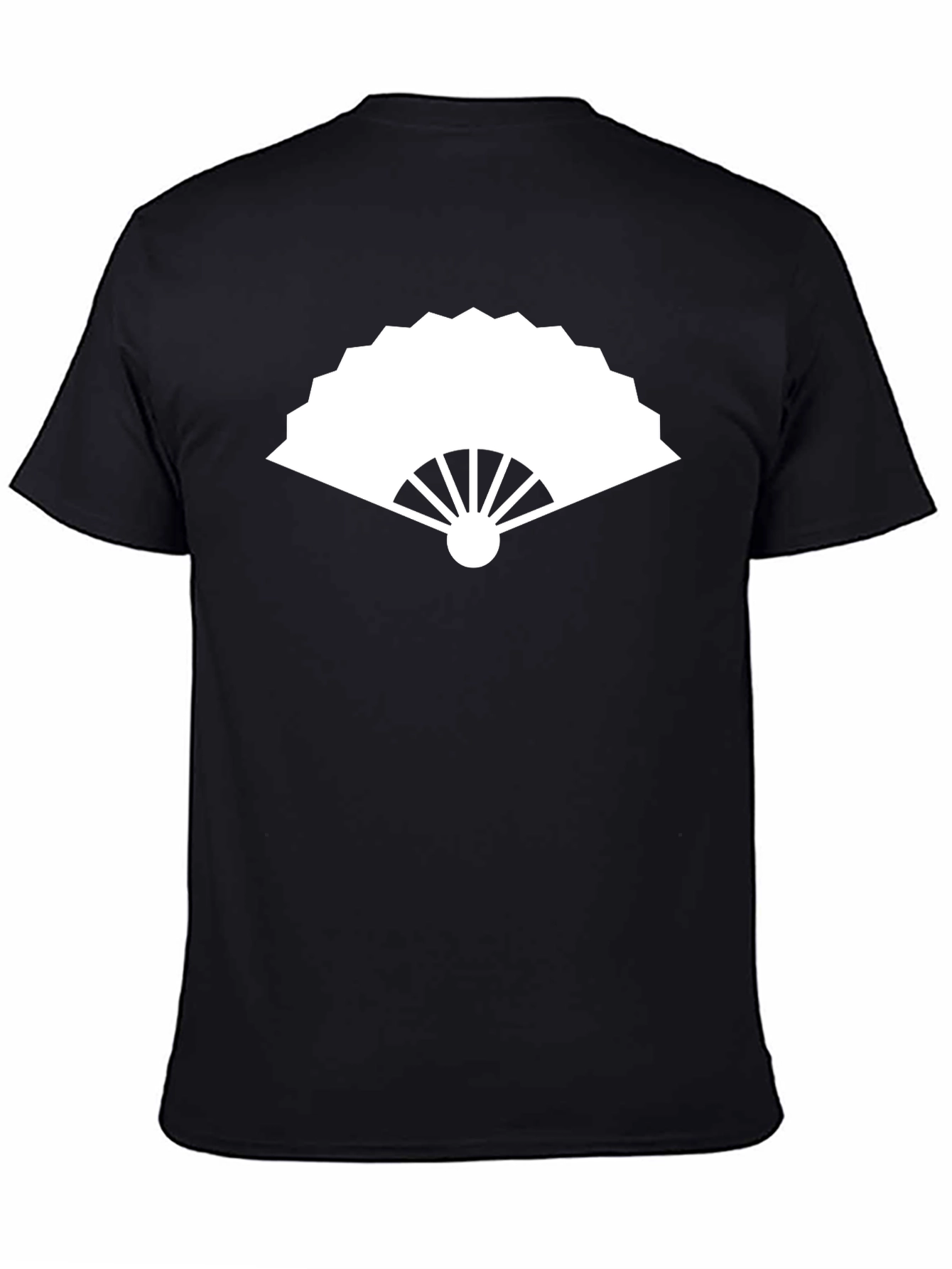 Black T-Shirt with White Fan Graphic