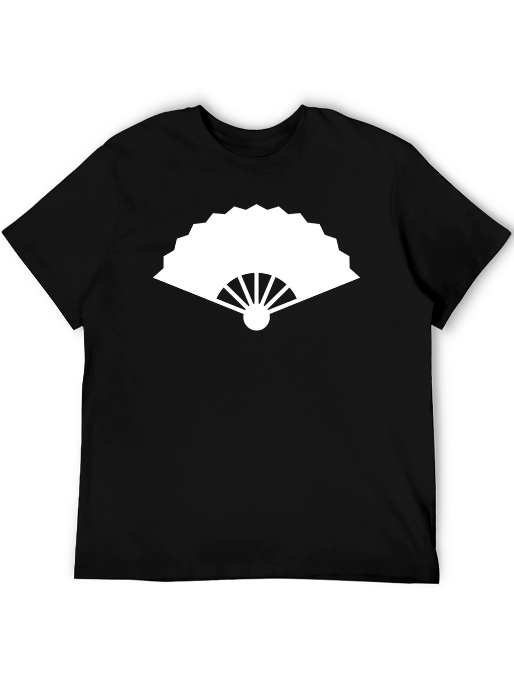 Black T-Shirt with White Fan Graphic
