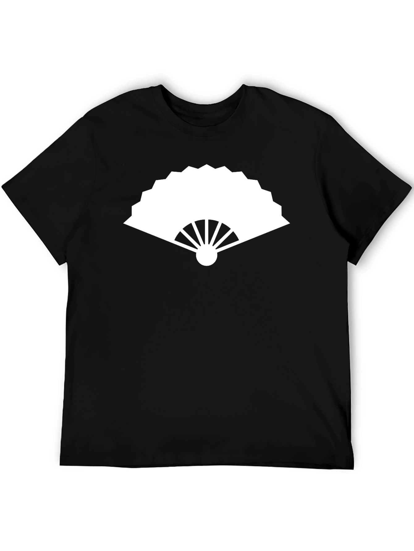 Black T-Shirt with White Fan Graphic