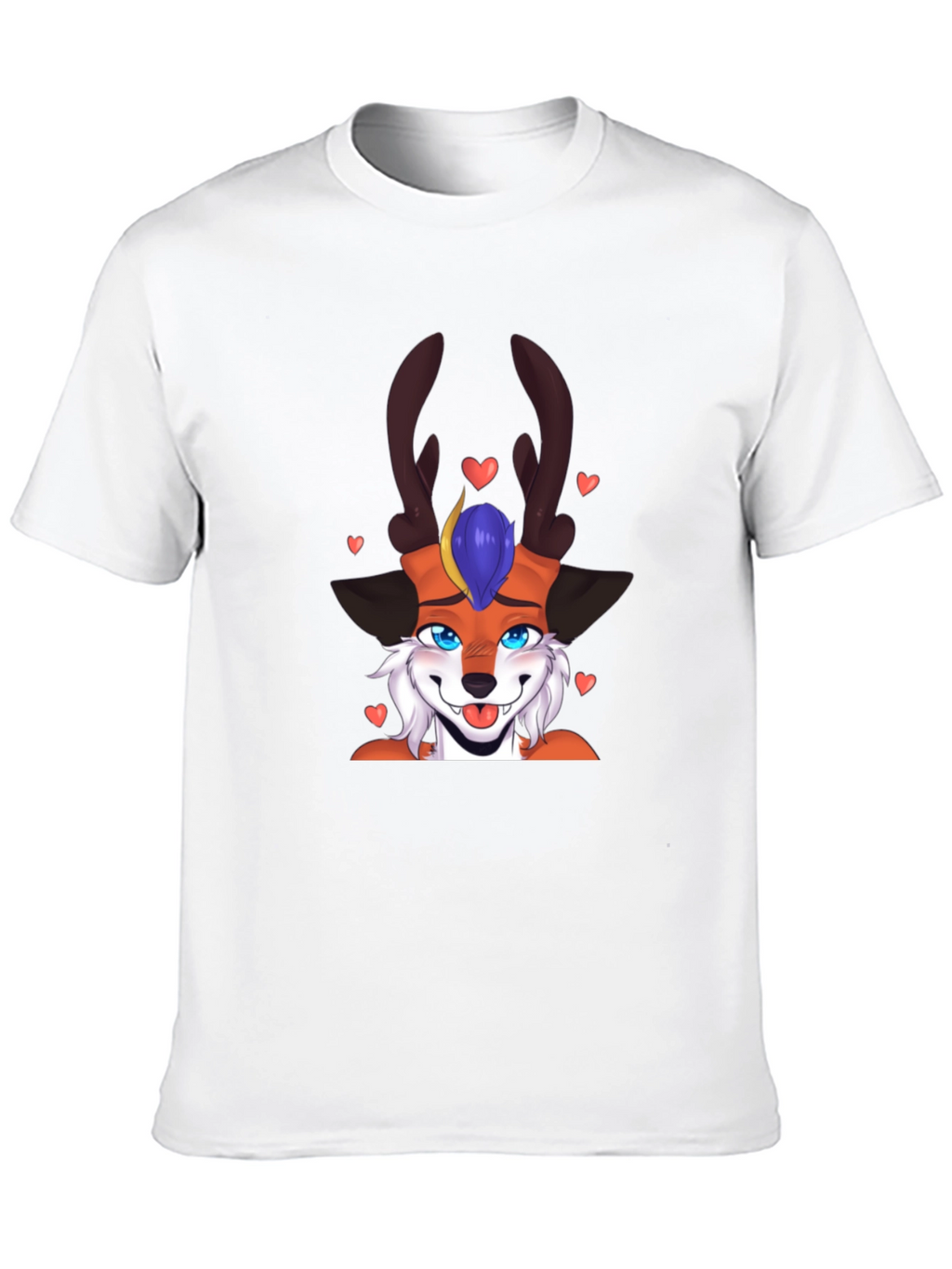 Cartoon Fox Deer T-Shirt Black Cotton Blend Fun Design