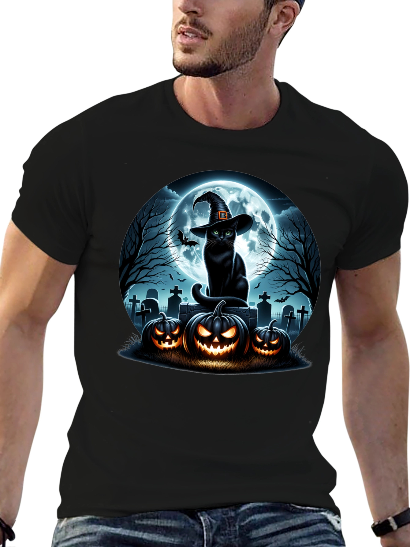 Halloween Cat Pumpkin T-Shirt