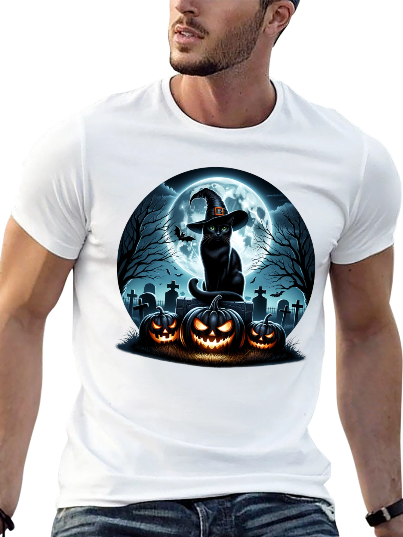 Halloween Cat Pumpkin T-Shirt
