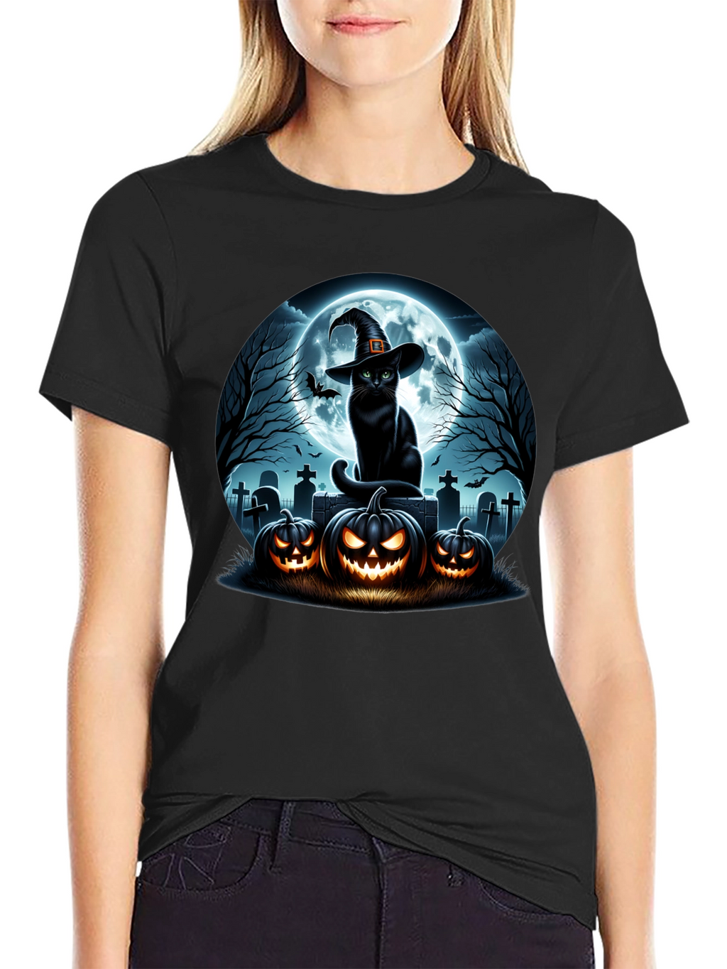 Halloween Cat Pumpkin T-Shirt
