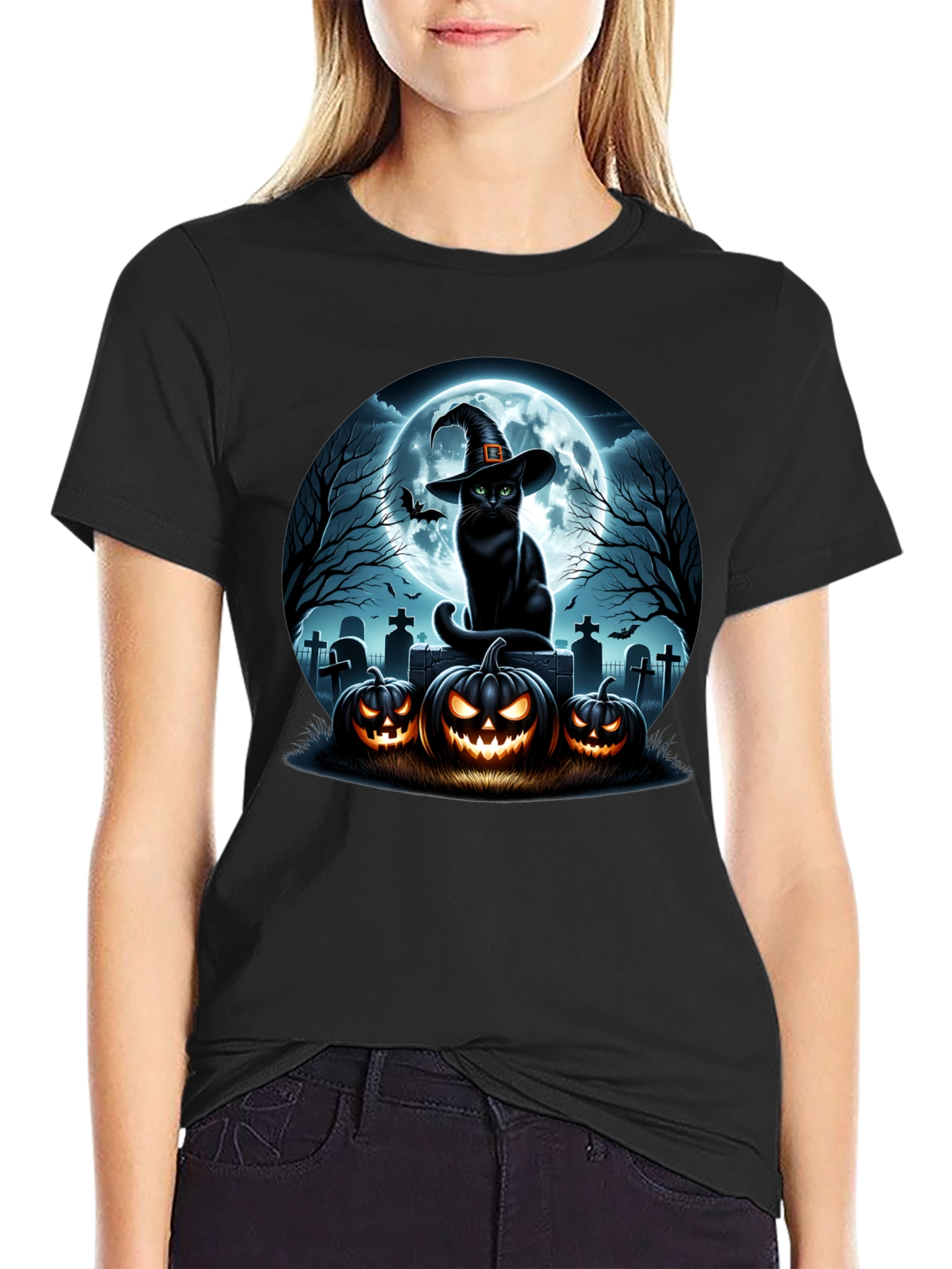 Halloween Cat Pumpkin T-Shirt