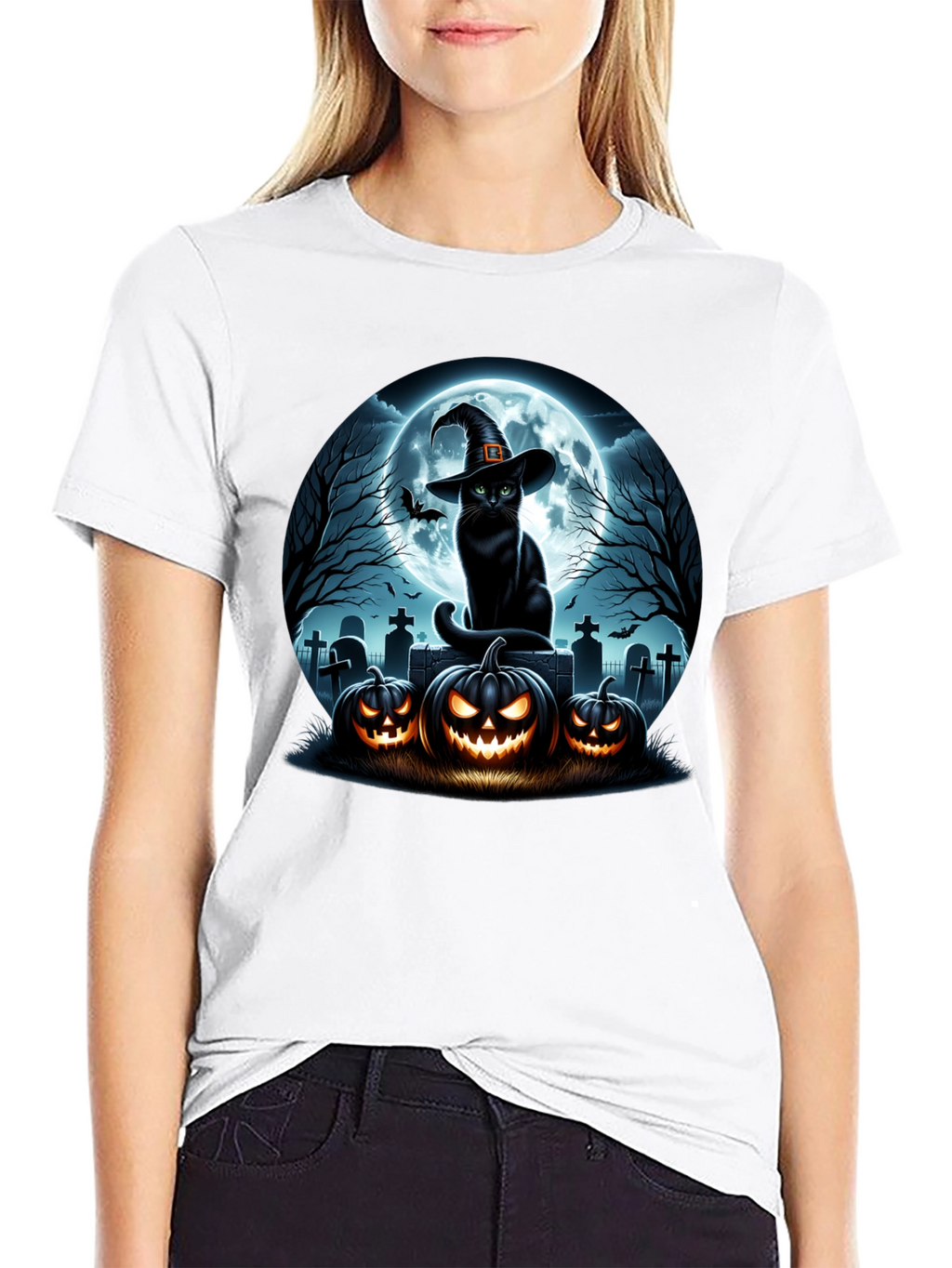 Halloween Cat Pumpkin T-Shirt