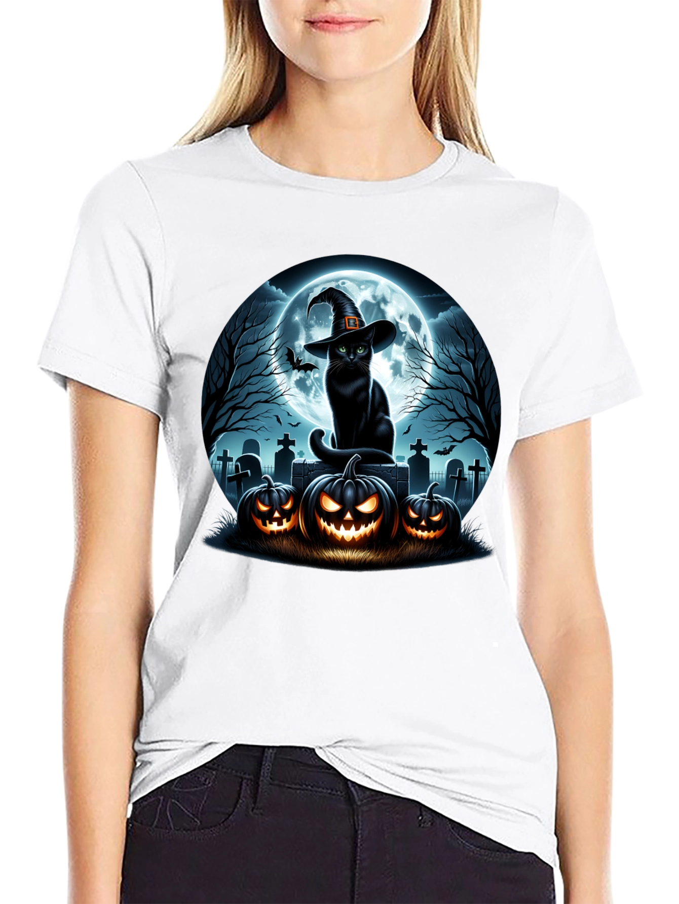 Halloween Cat Pumpkin T-Shirt