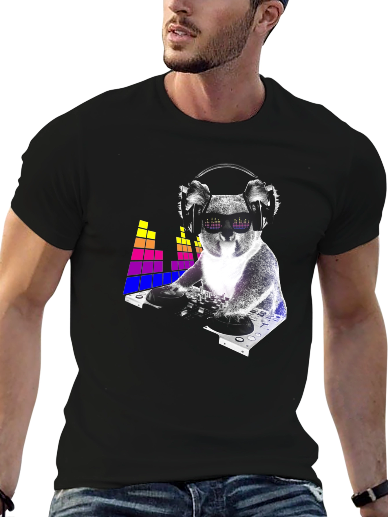 DJ Koala Graphic Tee - Black Cotton Blend