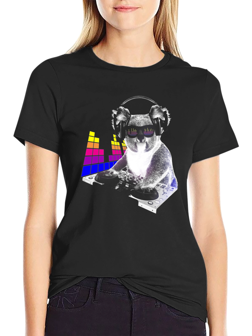 DJ Koala Graphic Tee - Black Cotton Blend