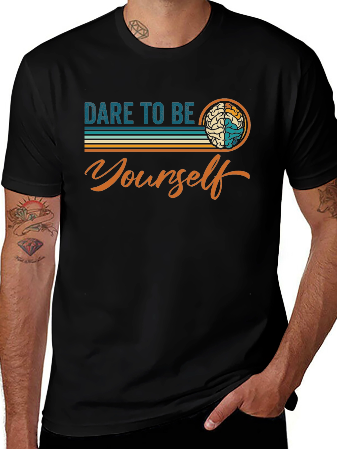 Dare To Be Yourself Graphic Tee - Black