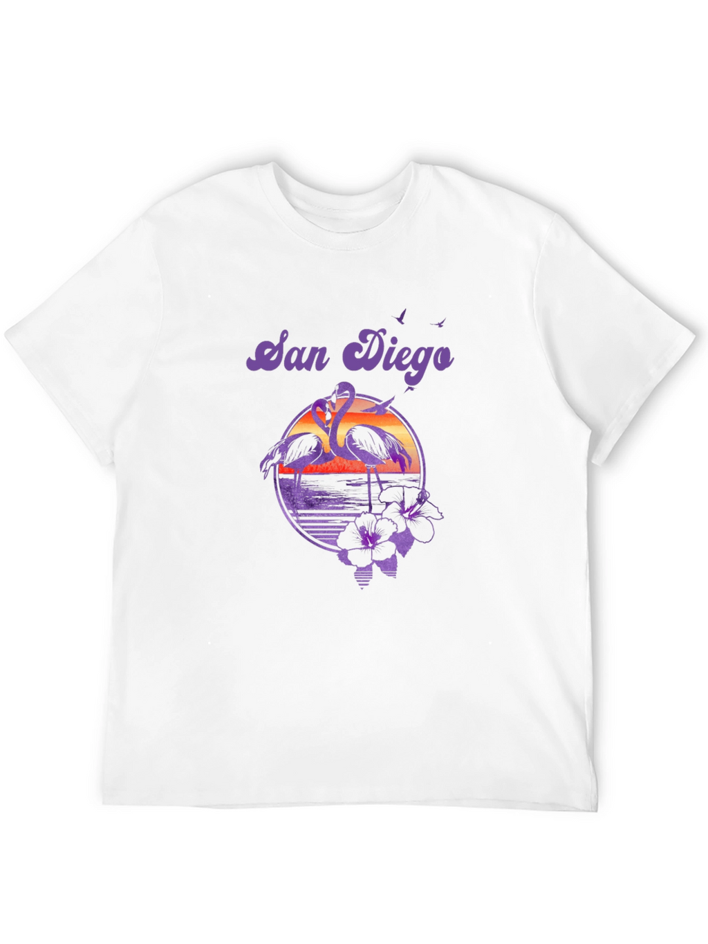 San Diego Flamingo T-Shirt Retro Sunset Beach Tee
