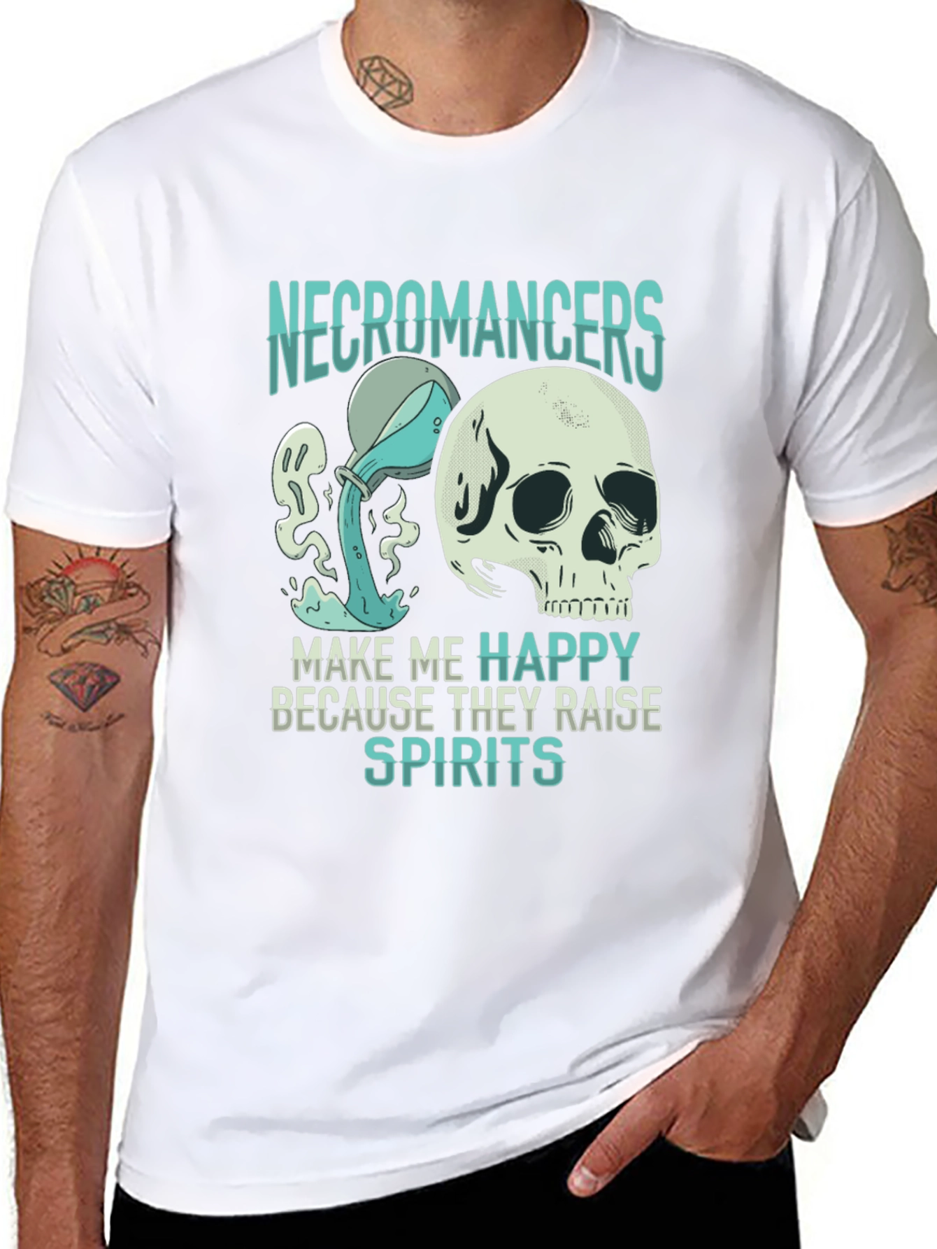 Necromancer Skull Graphic T-Shirt