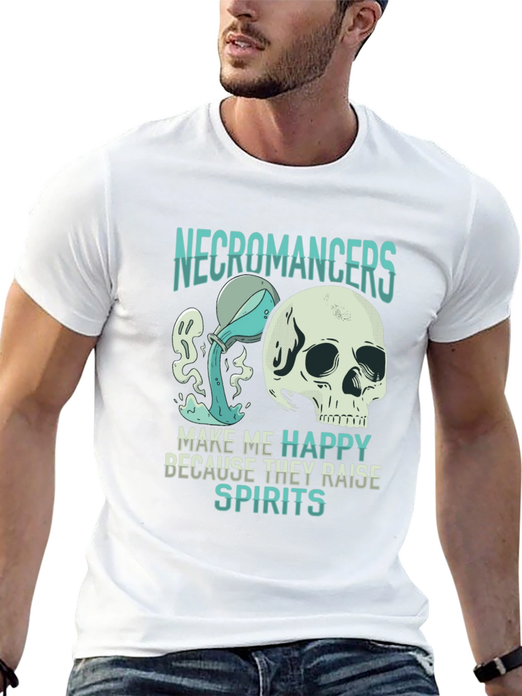 Necromancer Skull Graphic T-Shirt