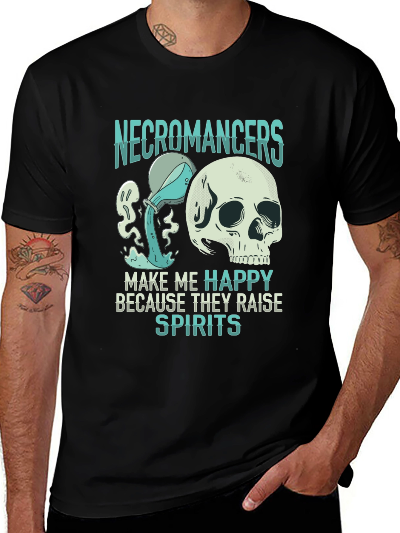 Necromancer Skull Graphic T-Shirt