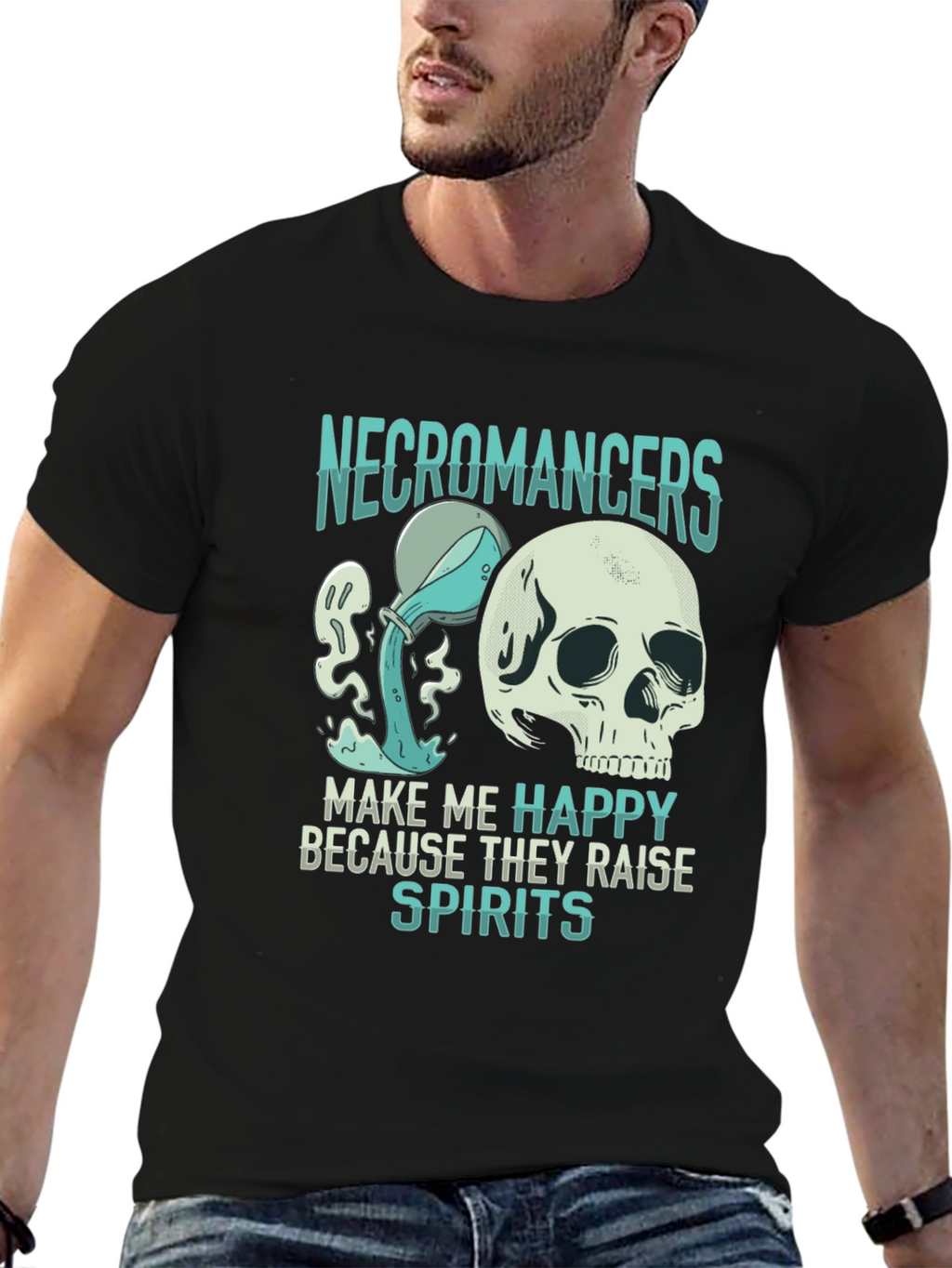 Necromancer Skull Graphic T-Shirt