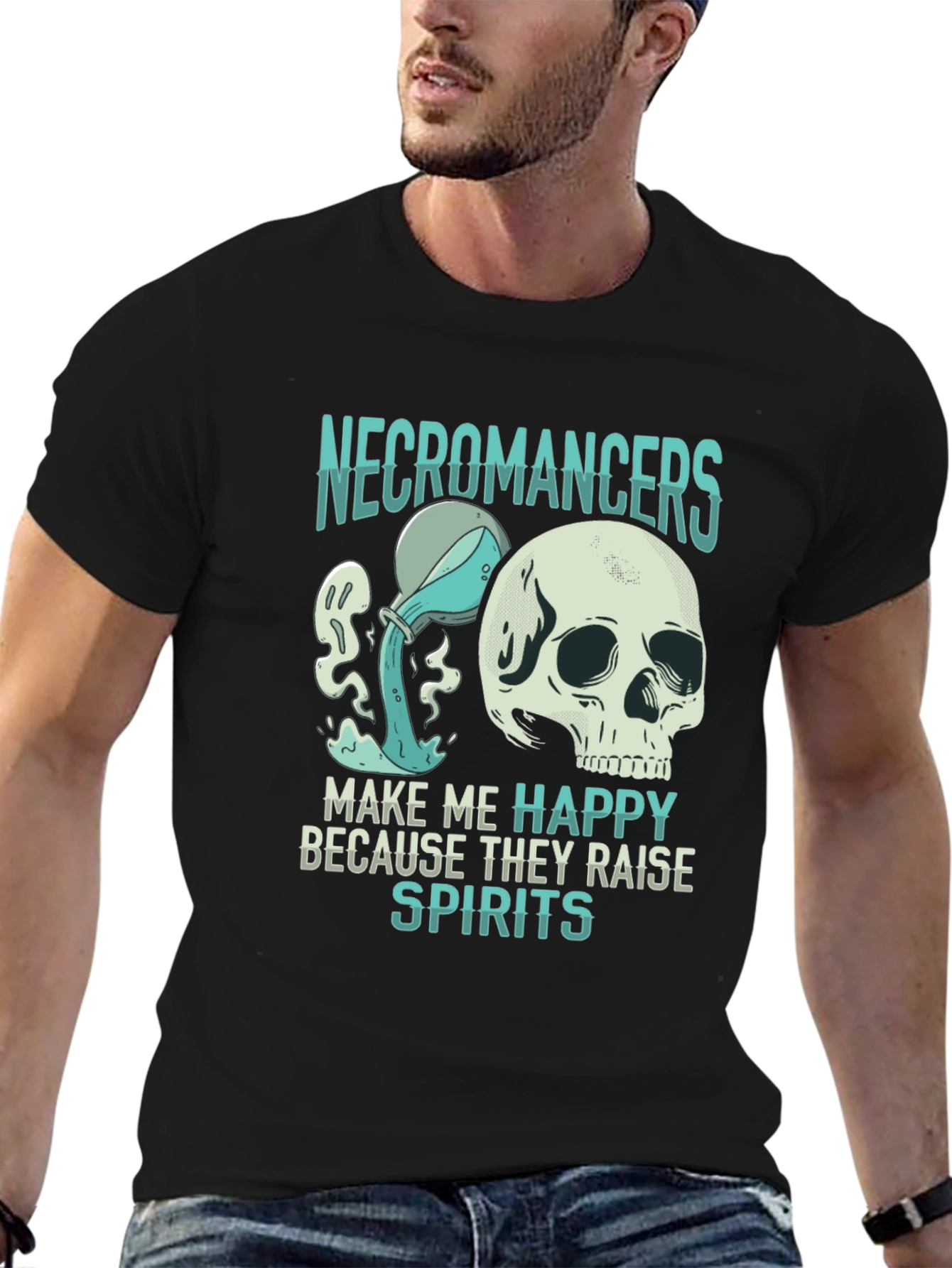 Necromancer Skull Graphic T-Shirt
