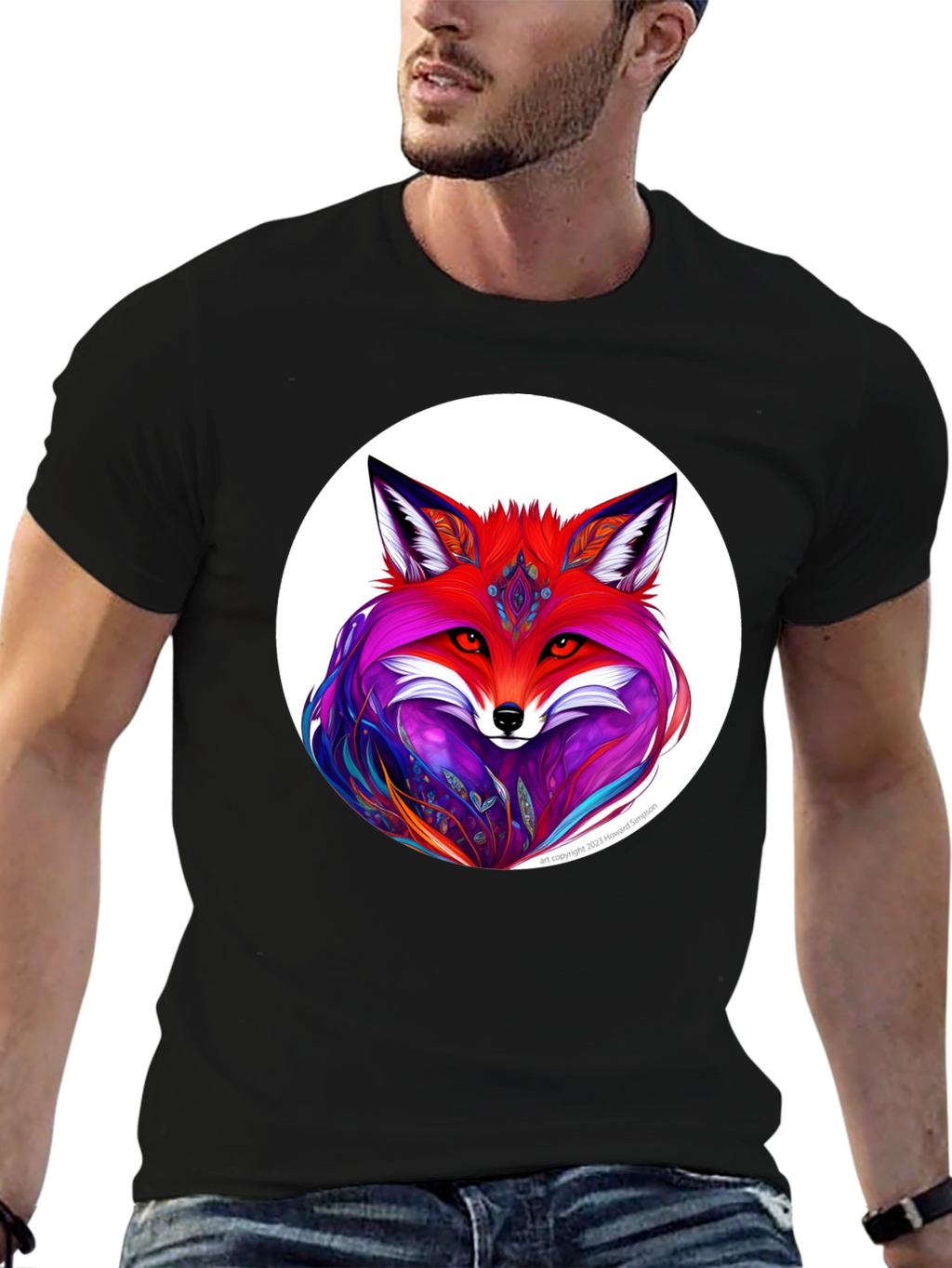 Vibrant Fox Graphic Tee - Unique Artistic Design