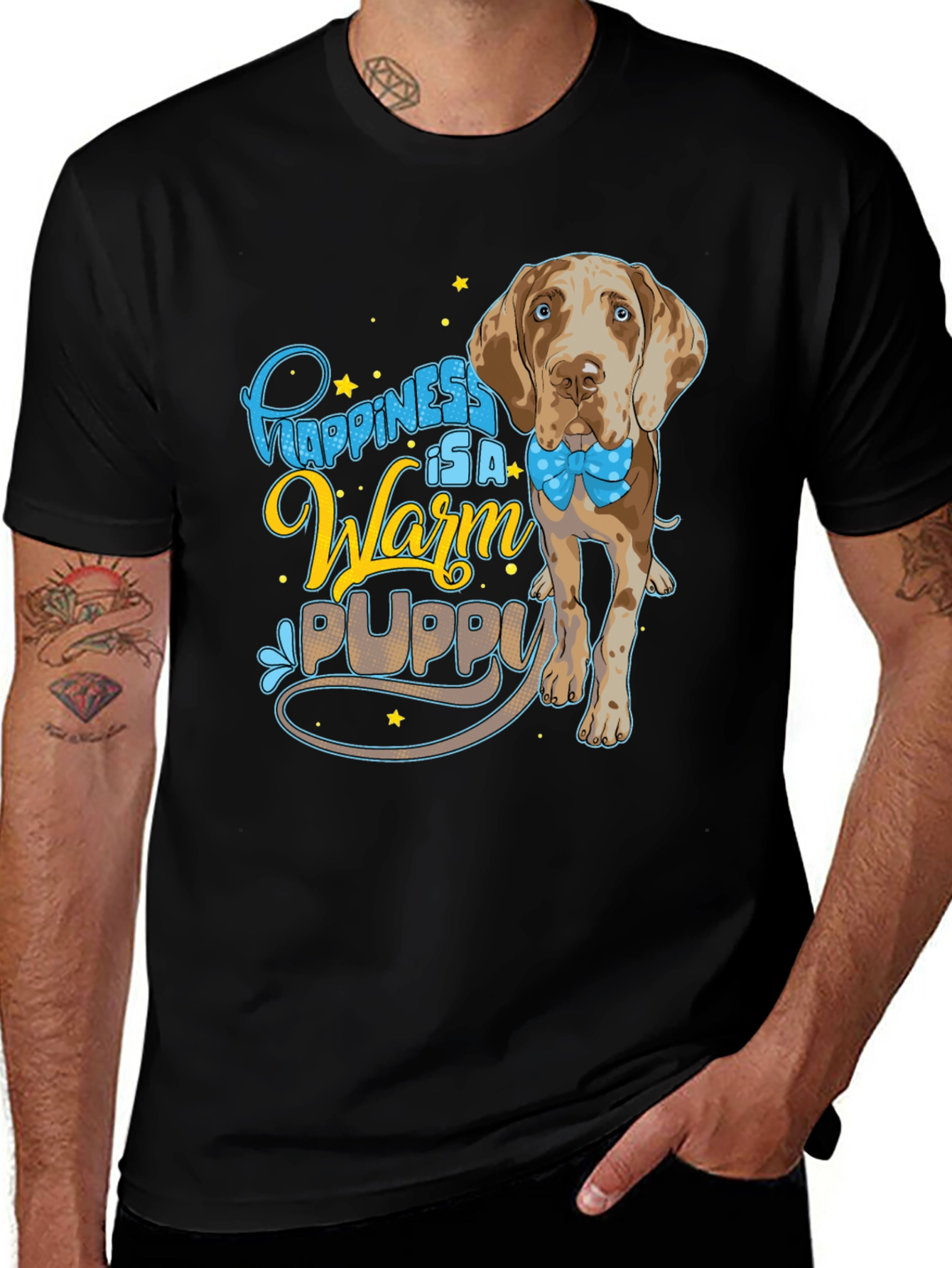 Happiness Warm Puppy Dog T-Shirt Cute Graphic Tee