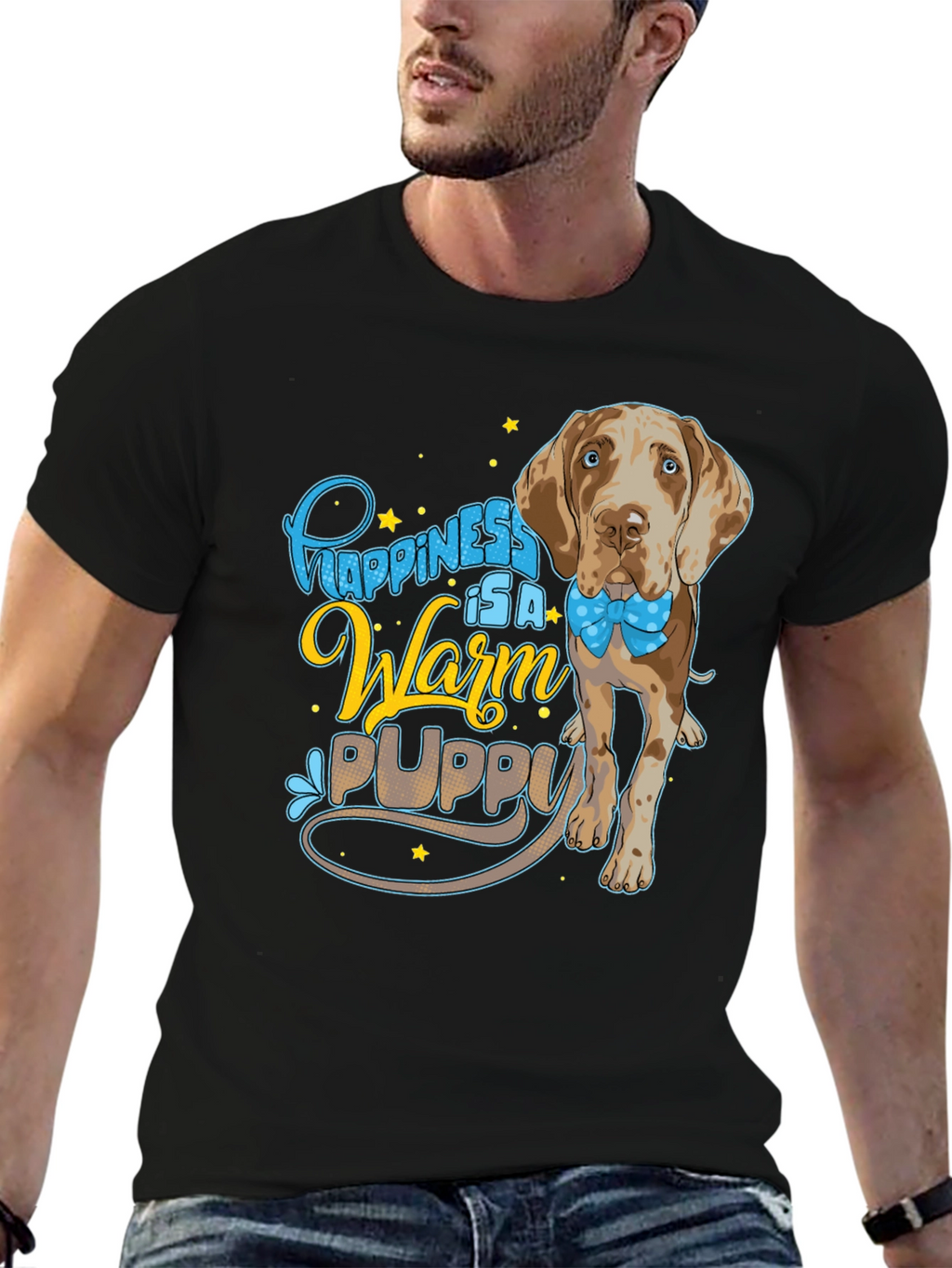 Happiness Warm Puppy Dog T-Shirt Cute Graphic Tee