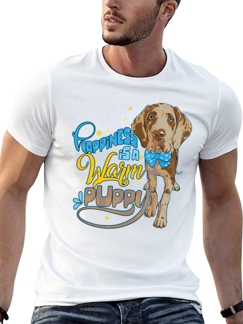 Happiness Warm Puppy Dog T-Shirt Cute Graphic Tee