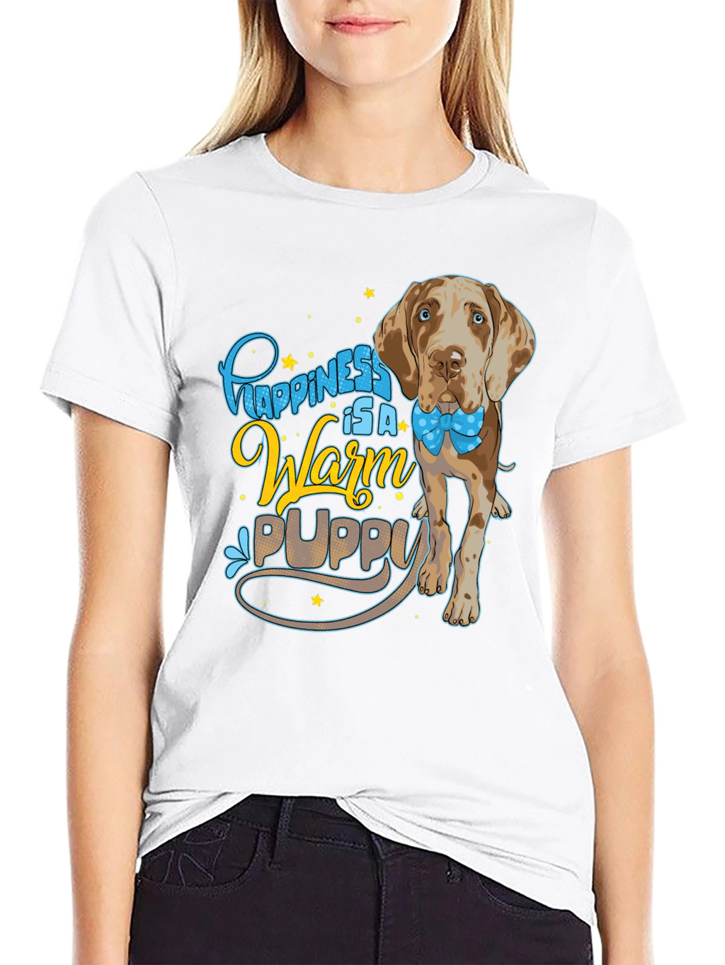 Happiness Warm Puppy Dog T-Shirt Cute Graphic Tee