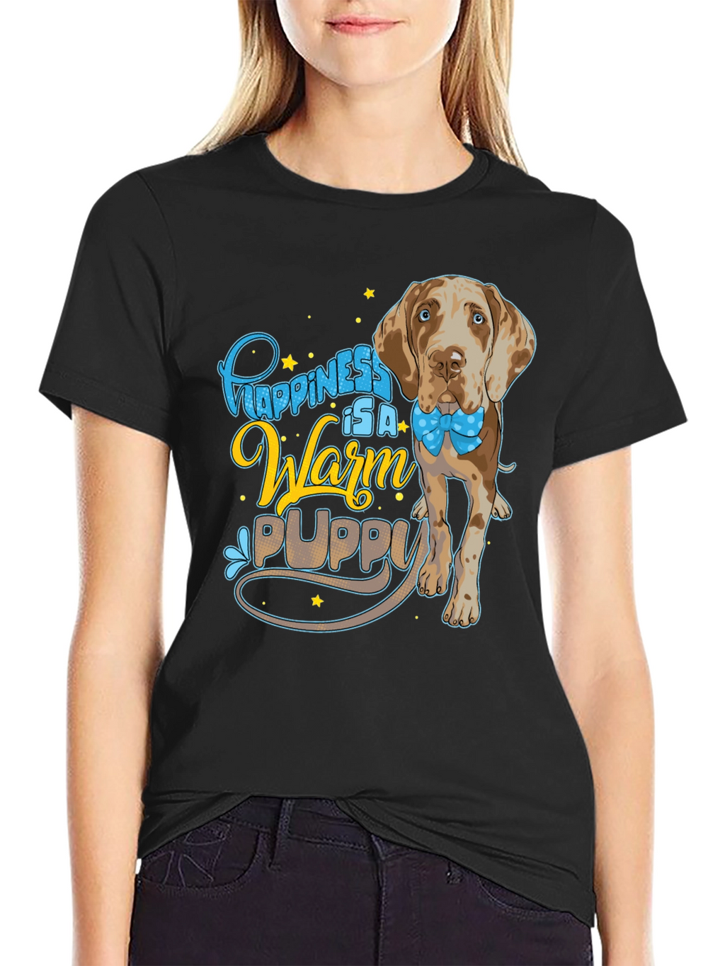 Happiness Warm Puppy Dog T-Shirt Cute Graphic Tee