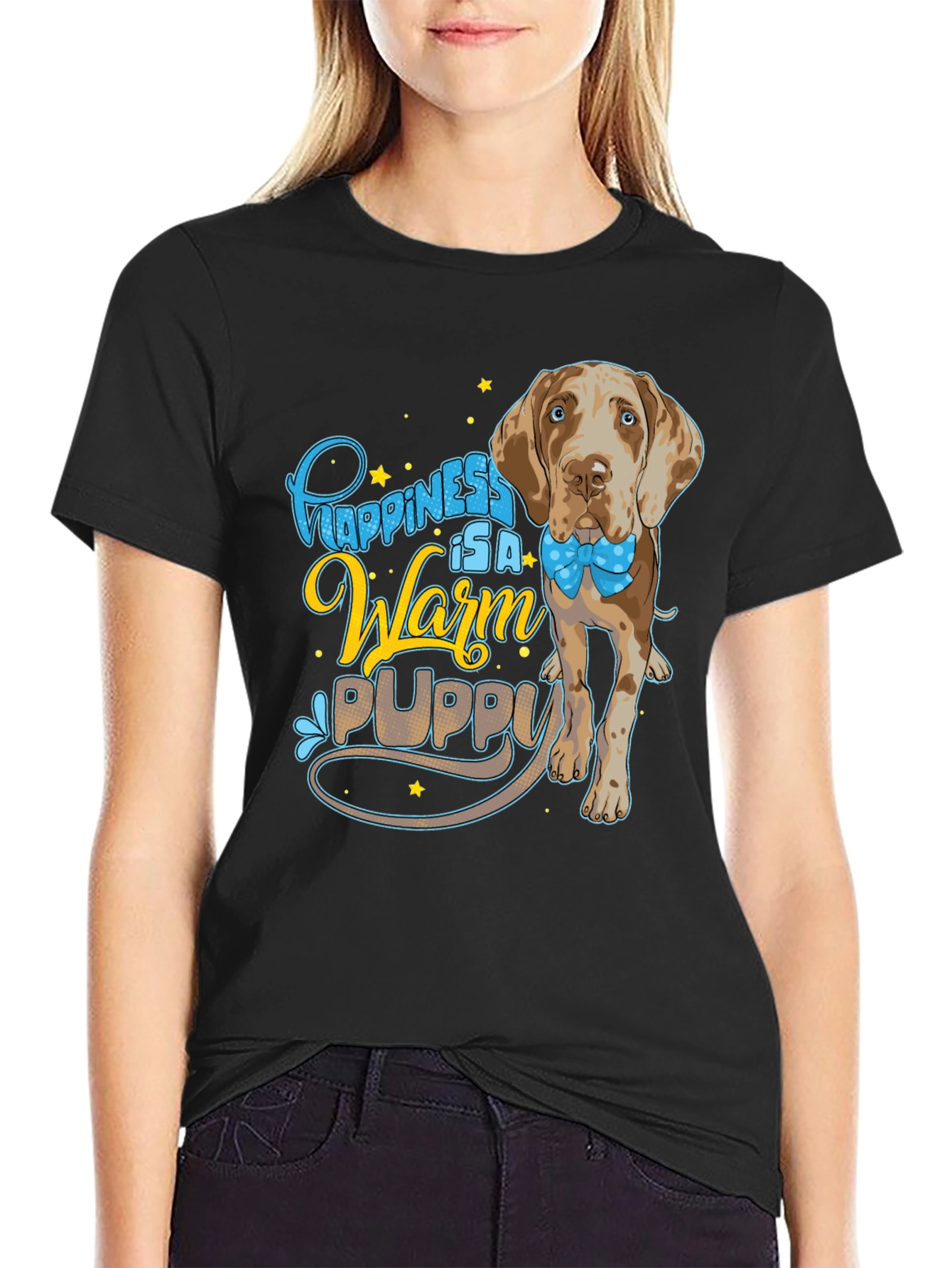 Happiness Warm Puppy Dog T-Shirt Cute Graphic Tee
