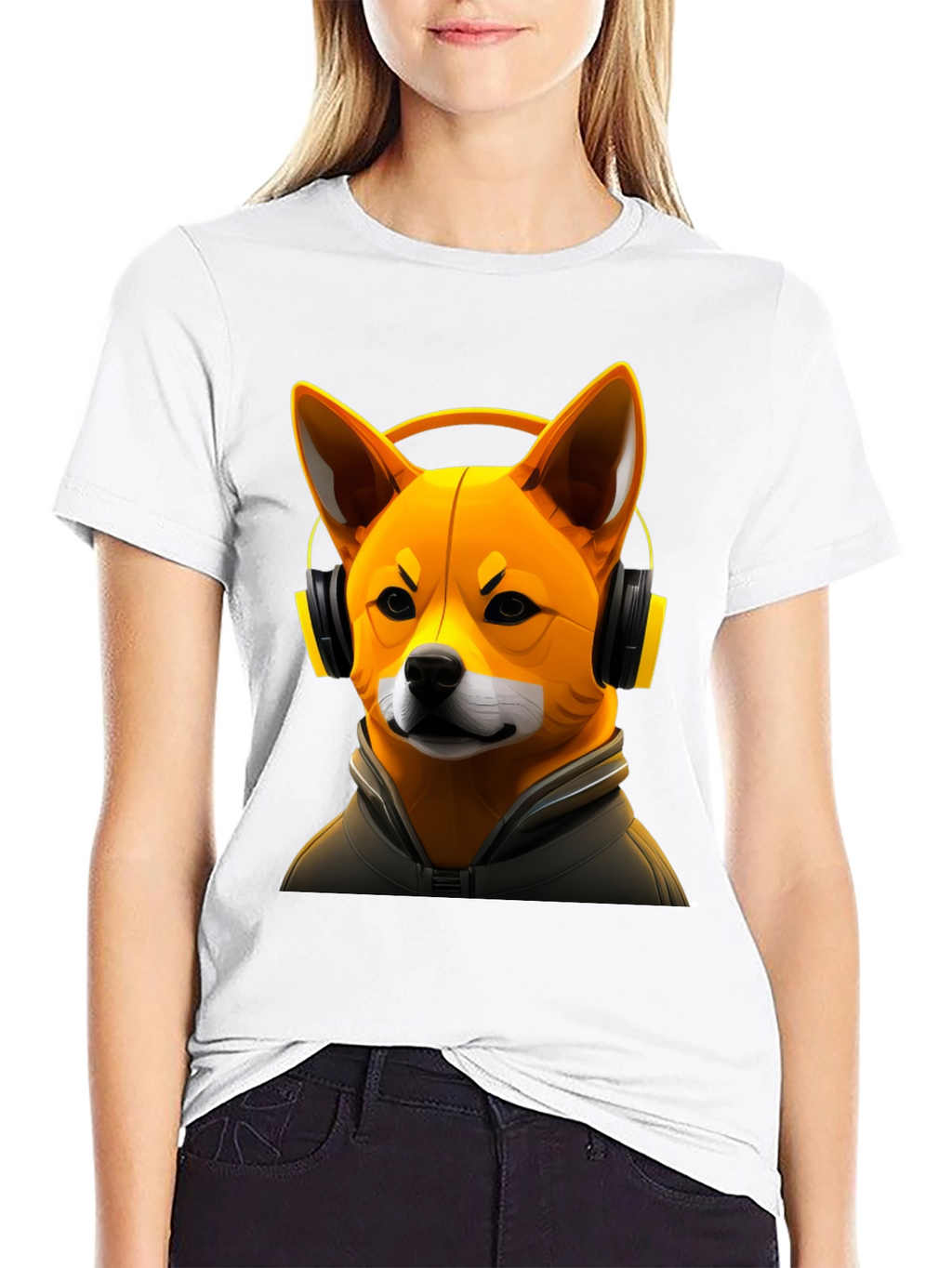 Dog DJ Graphic Tee - Shiba Inu with Headphones