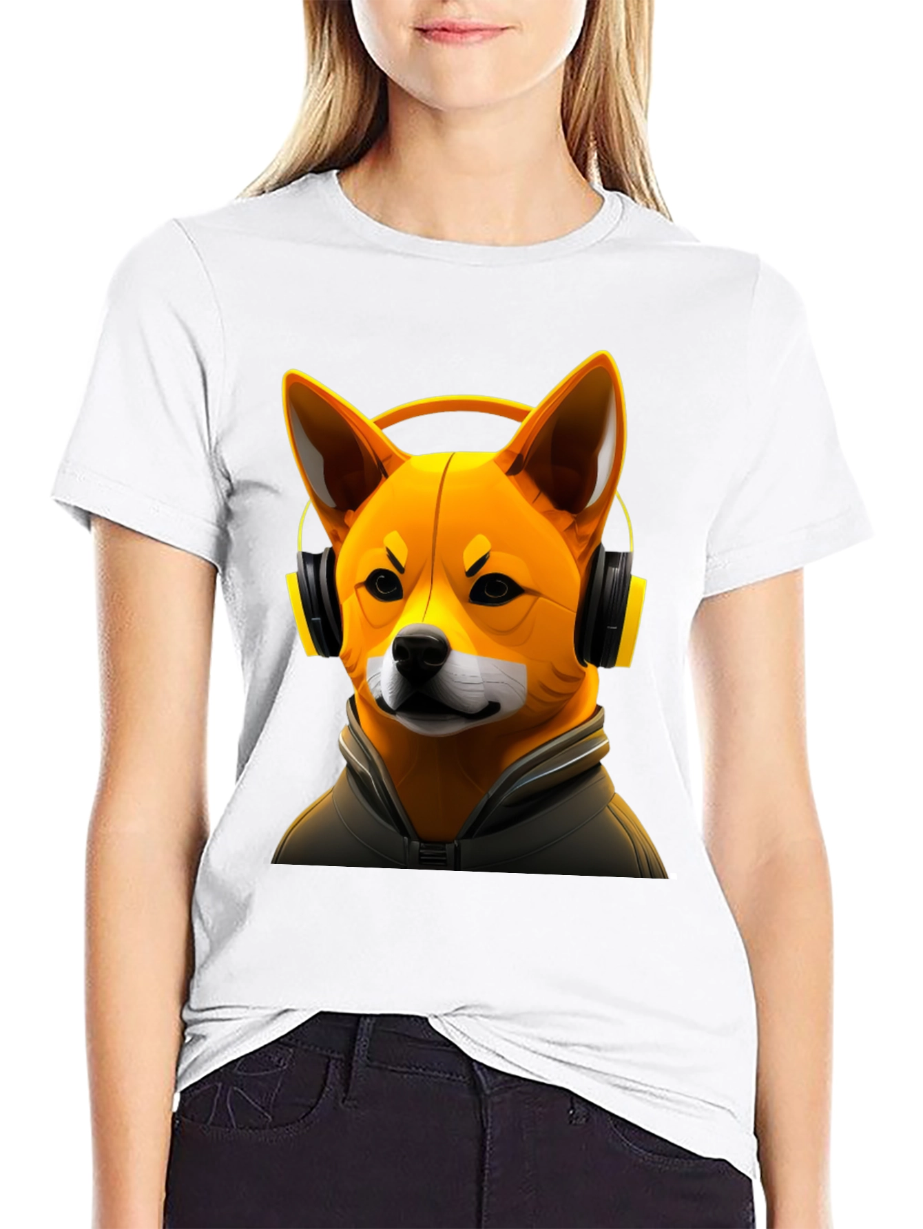 Dog DJ Graphic Tee - Shiba Inu with Headphones