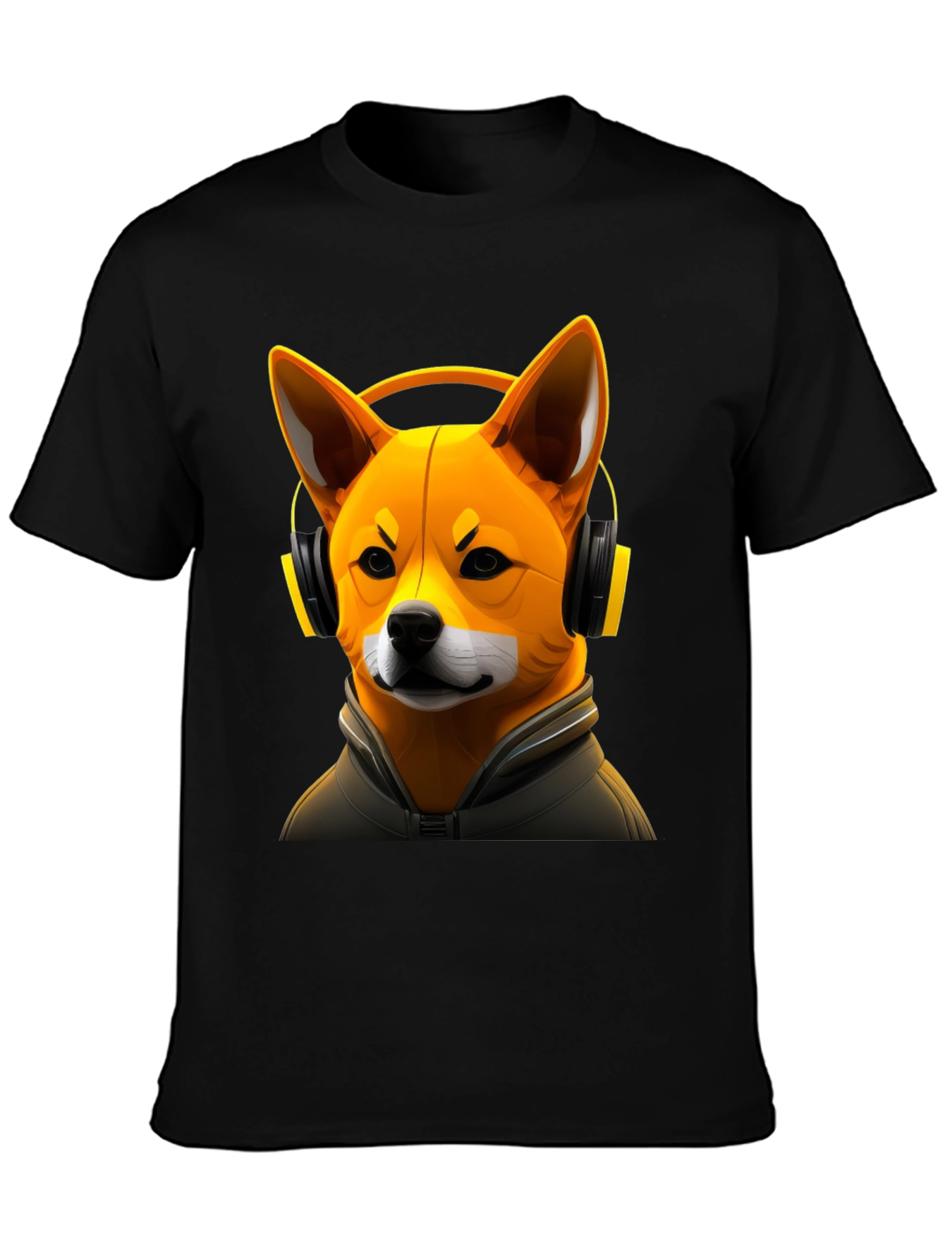 Dog DJ Graphic Tee - Shiba Inu with Headphones
