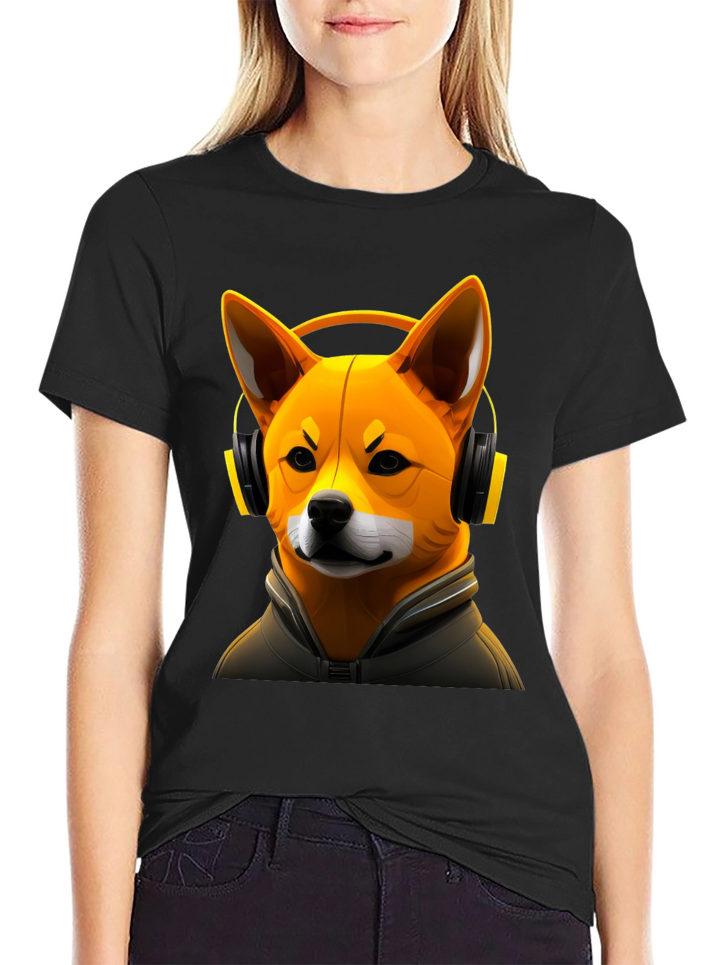 Dog DJ Graphic Tee - Shiba Inu with Headphones