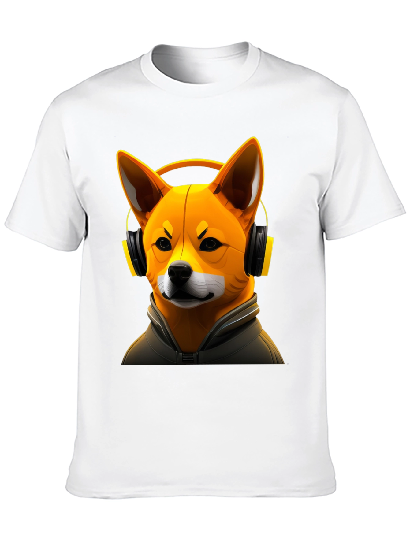 Dog DJ Graphic Tee - Shiba Inu with Headphones