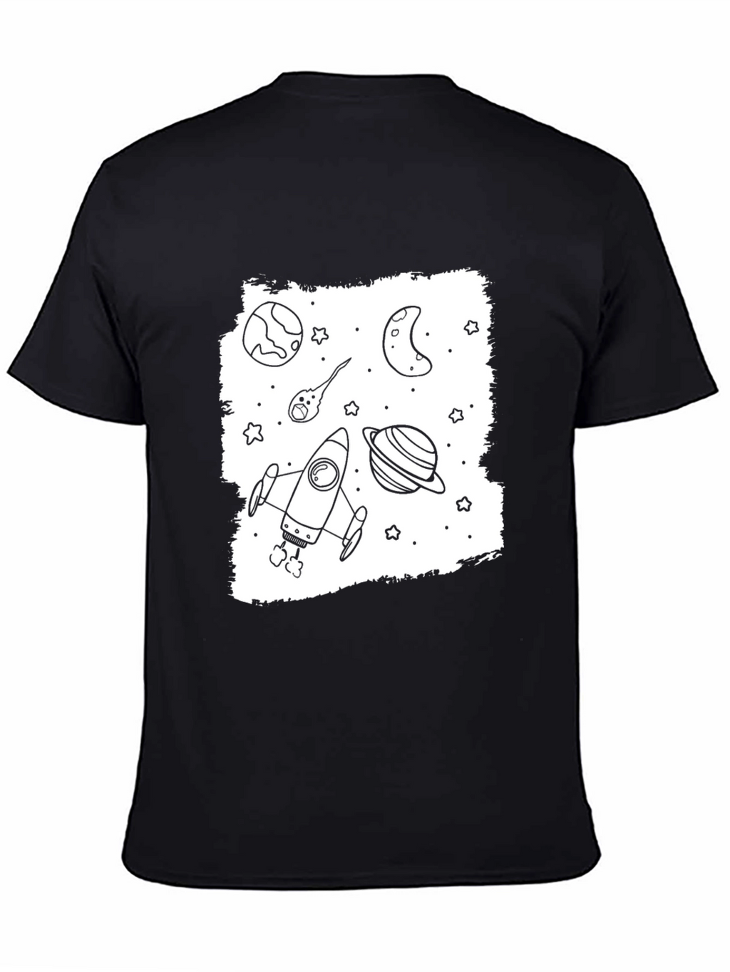 Space Doodle Graphic Black T-Shirt
