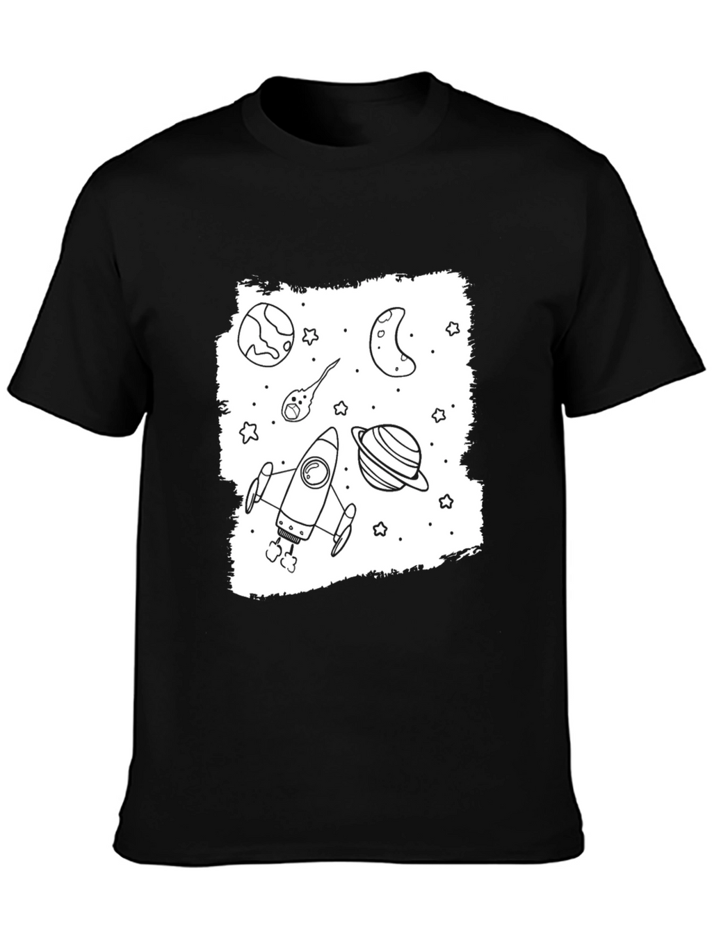 Space Doodle Graphic Black T-Shirt