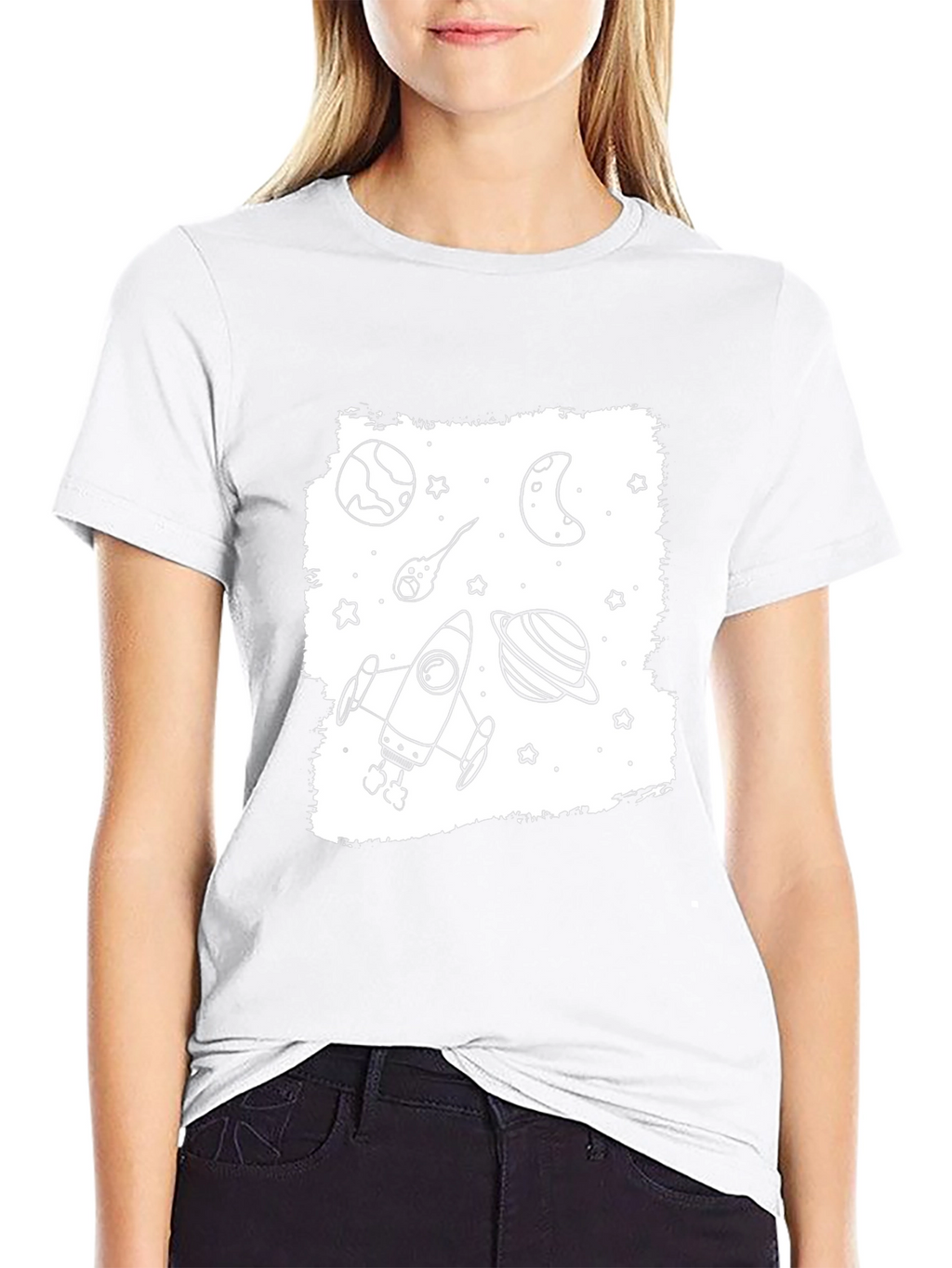 Space Doodle Graphic Black T-Shirt