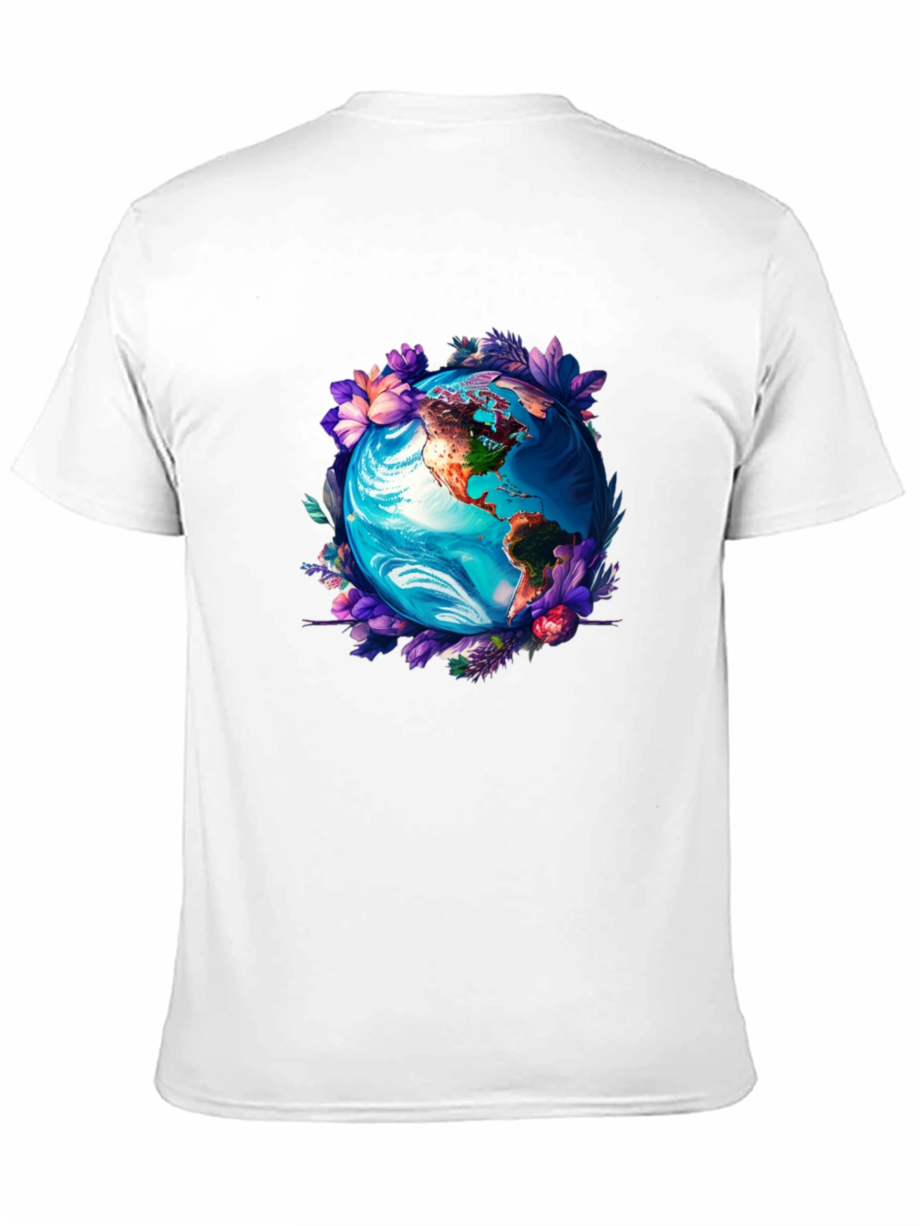 Earth Globe Floral Graphic Tee - Black T-Shirt