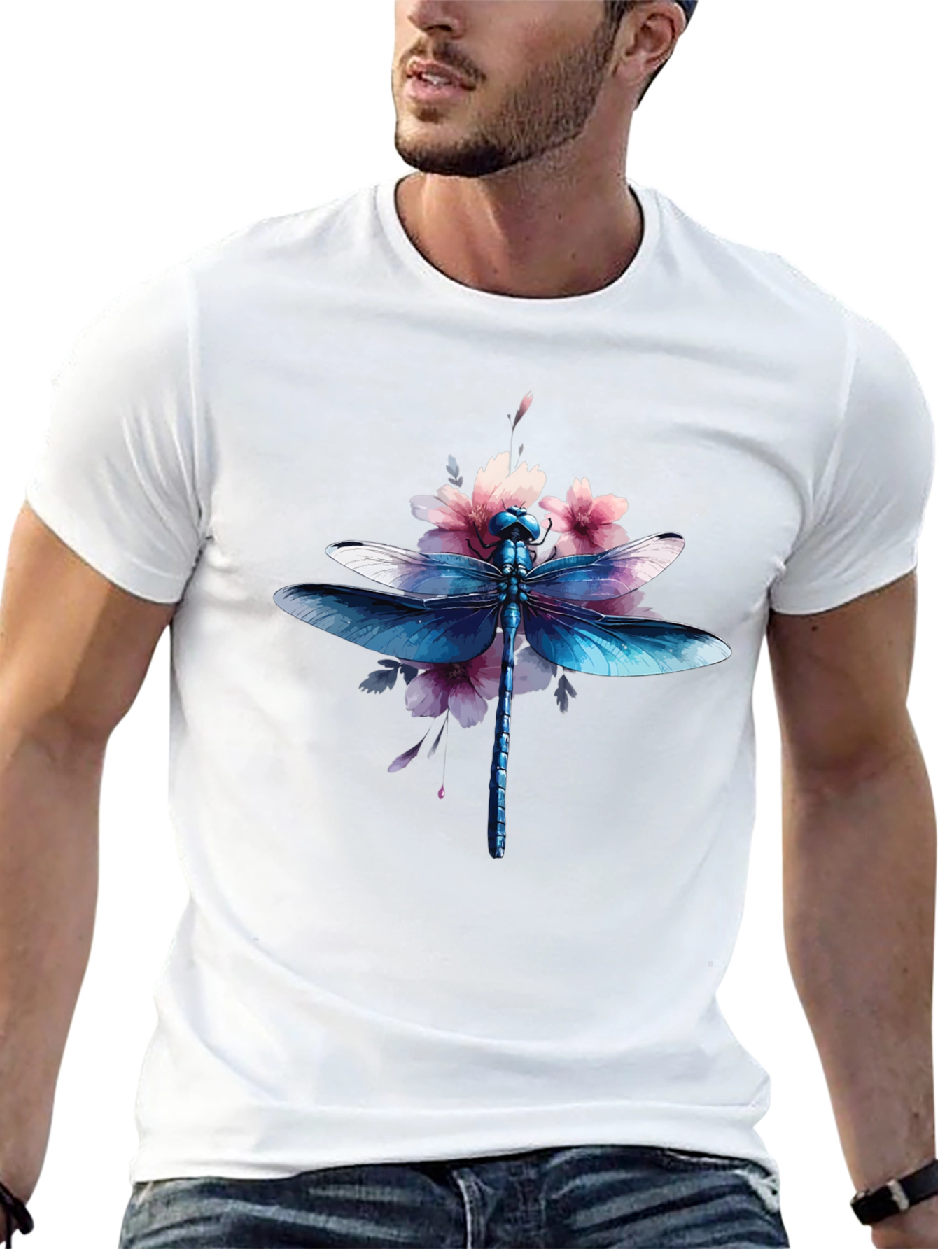Dragonfly Floral Graphic Tee - Black