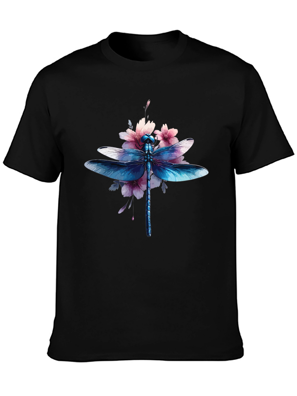 Dragonfly Floral Graphic Tee - Black