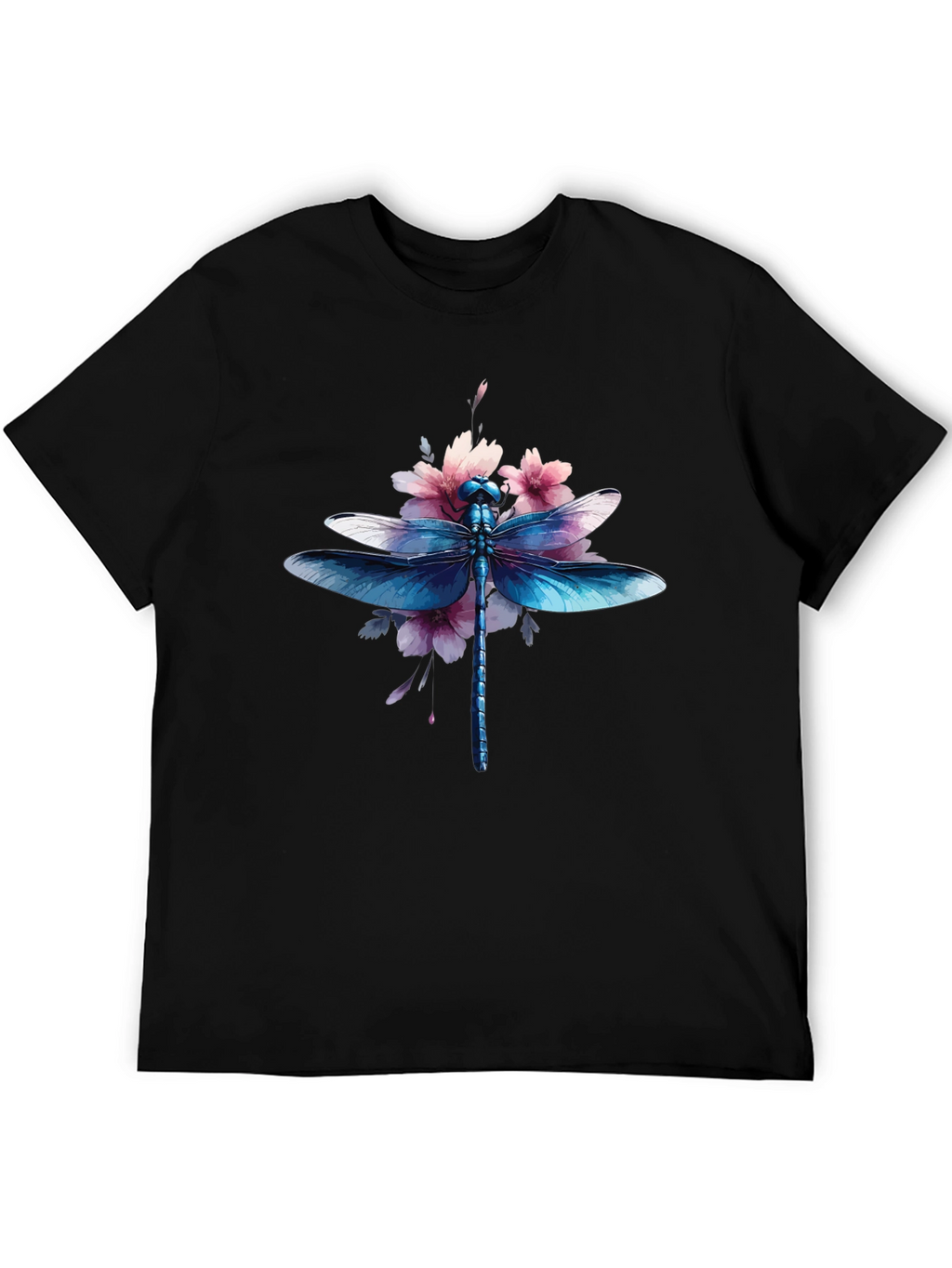 Dragonfly Floral Graphic Tee - Black