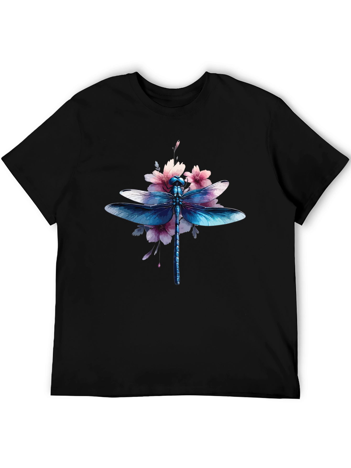 Dragonfly Floral Graphic Tee - Black