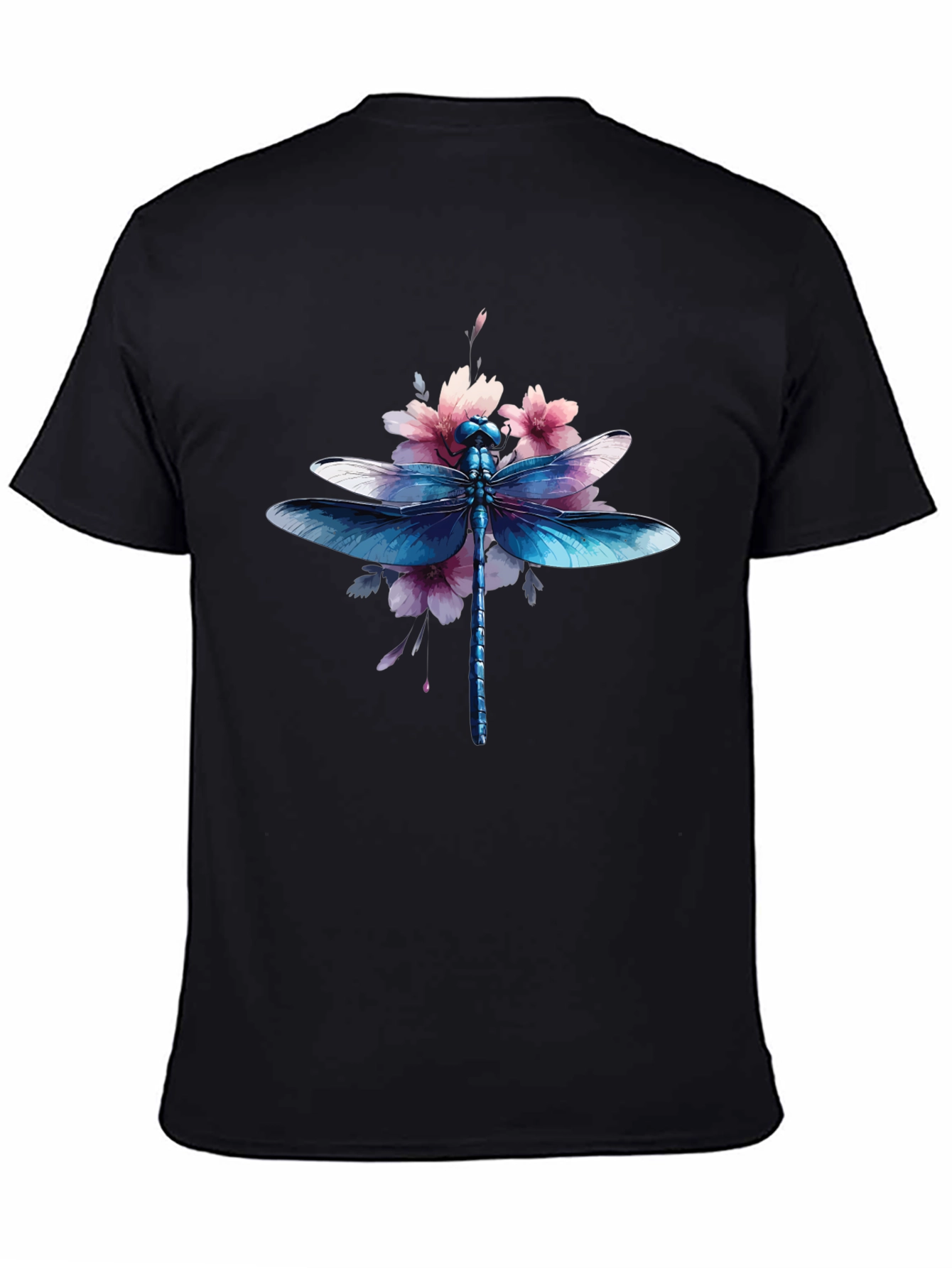 Dragonfly Floral Graphic Tee - Black