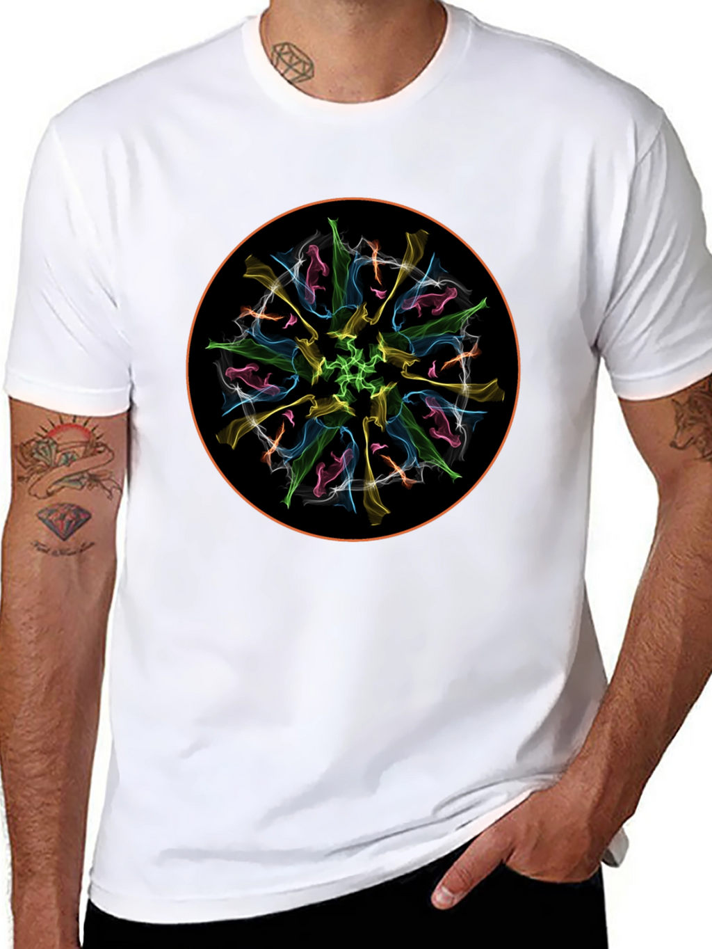 Abstract Circle Graphic Tee - Black