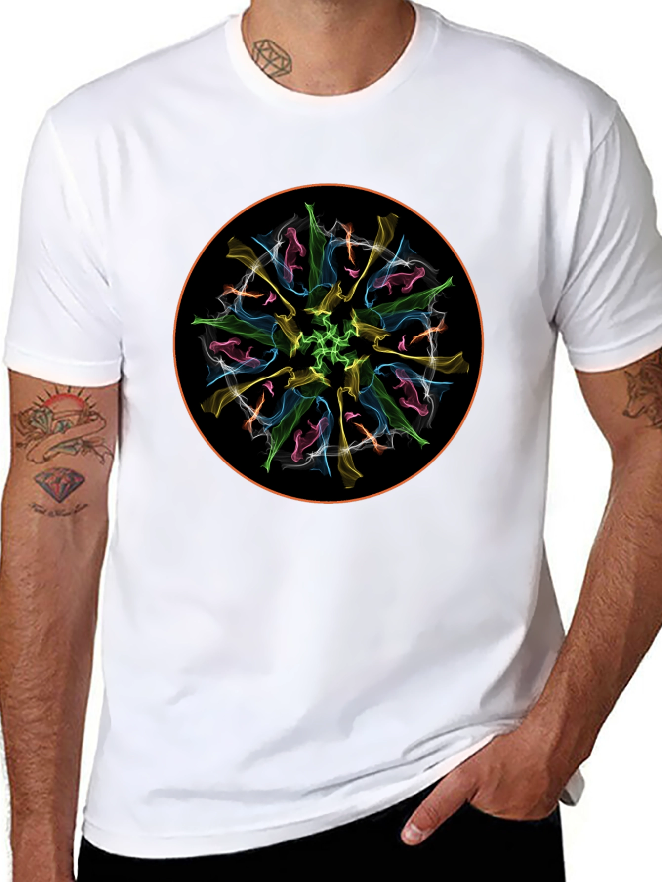 Abstract Circle Graphic Tee - Black
