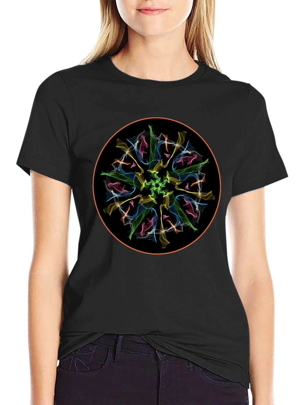 Abstract Circle Graphic Tee - Black