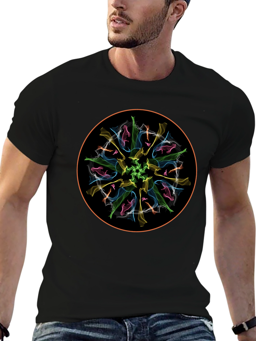 Abstract Circle Graphic Tee - Black