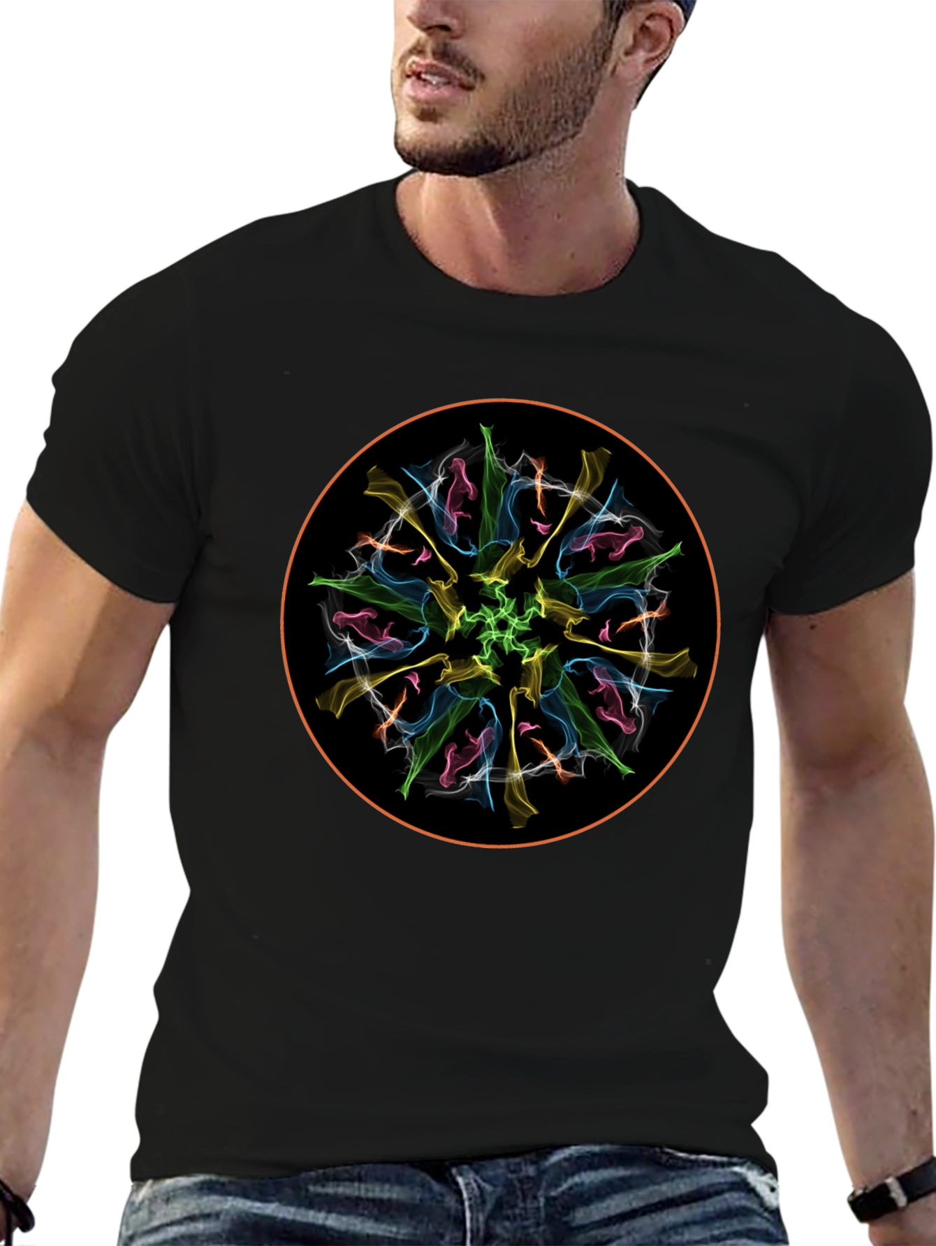 Abstract Circle Graphic Tee - Black