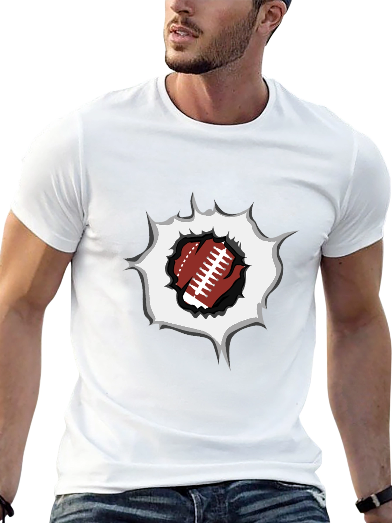 Football Rip T-Shirt - Sports Fan Tee