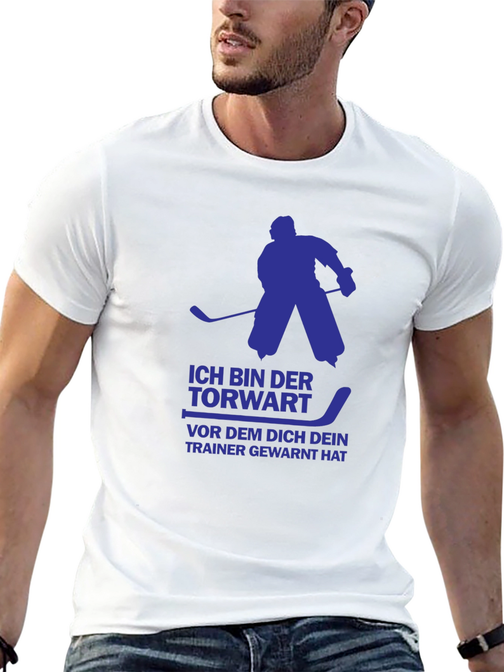 Hockey Goalie Graphic T-Shirt - German Text Design