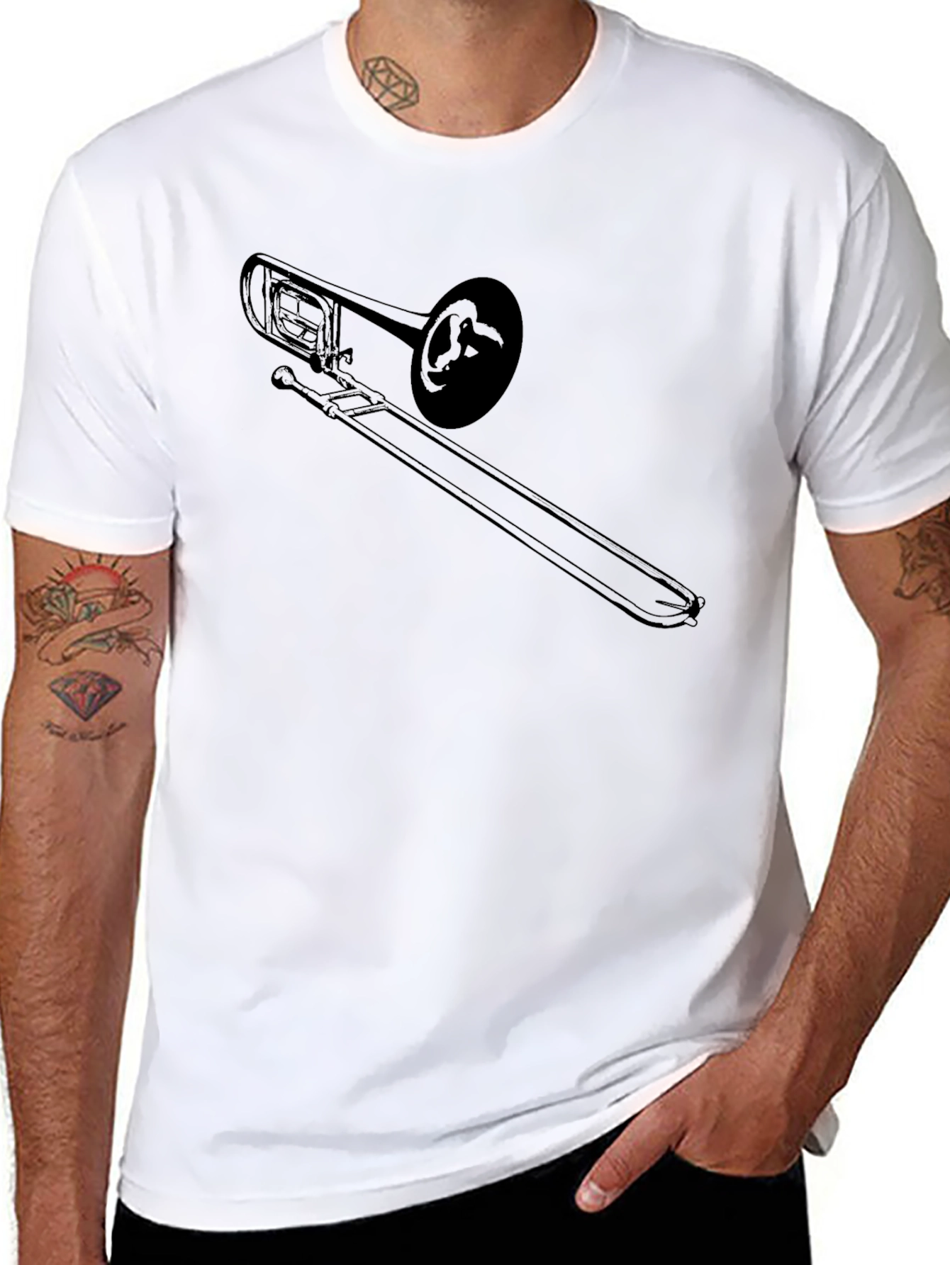 Black Trombone Graphic Tee - Music Lovers Apparel