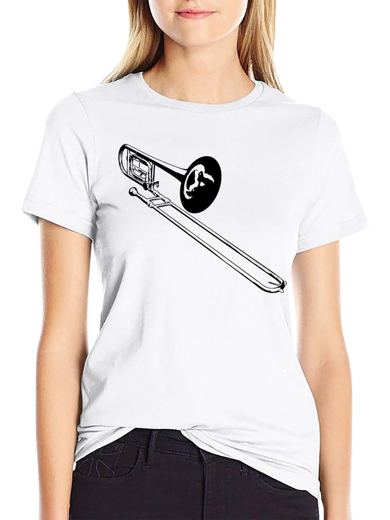 Black Trombone Graphic Tee - Music Lovers Apparel