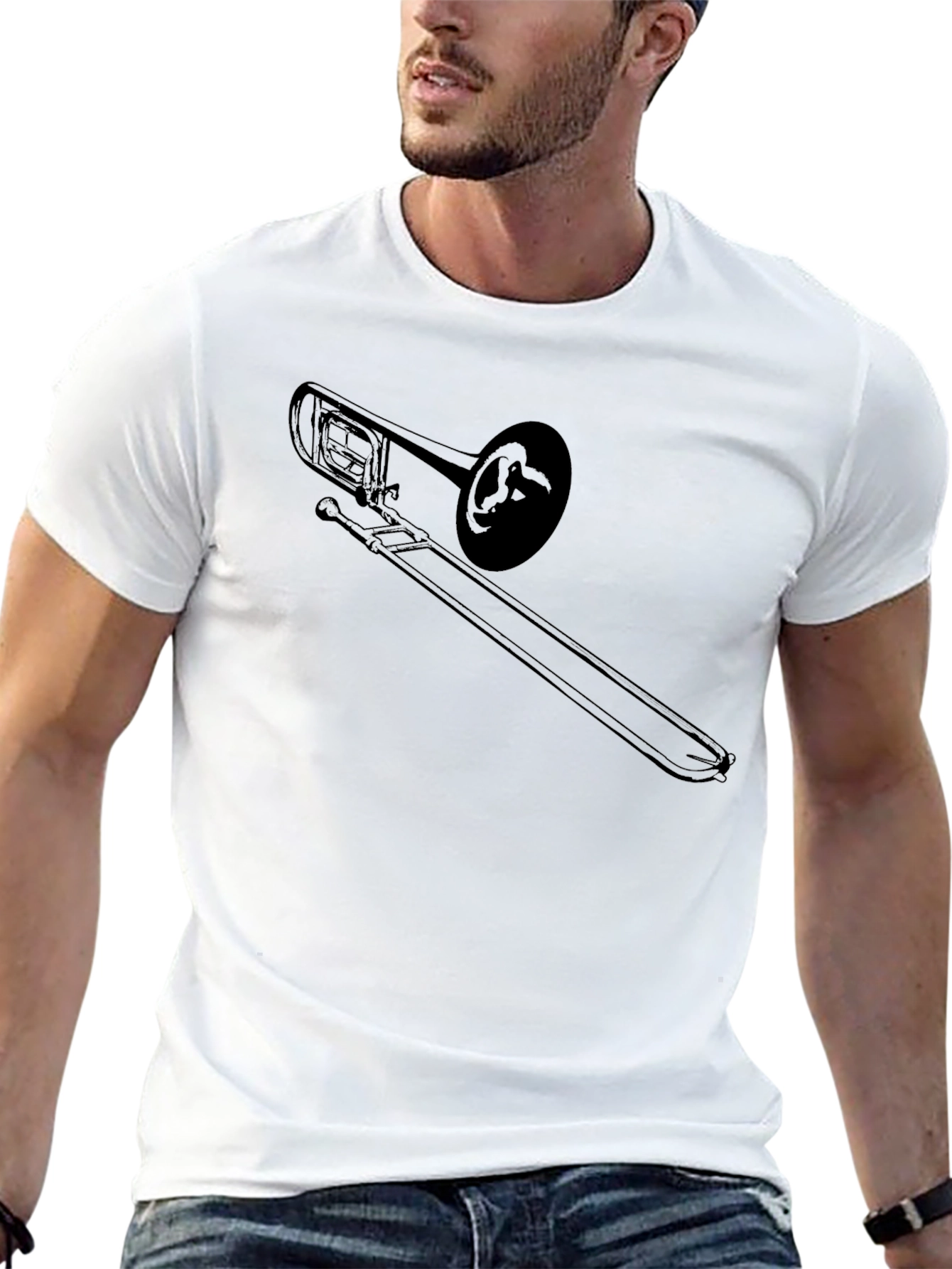 Black Trombone Graphic Tee - Music Lovers Apparel